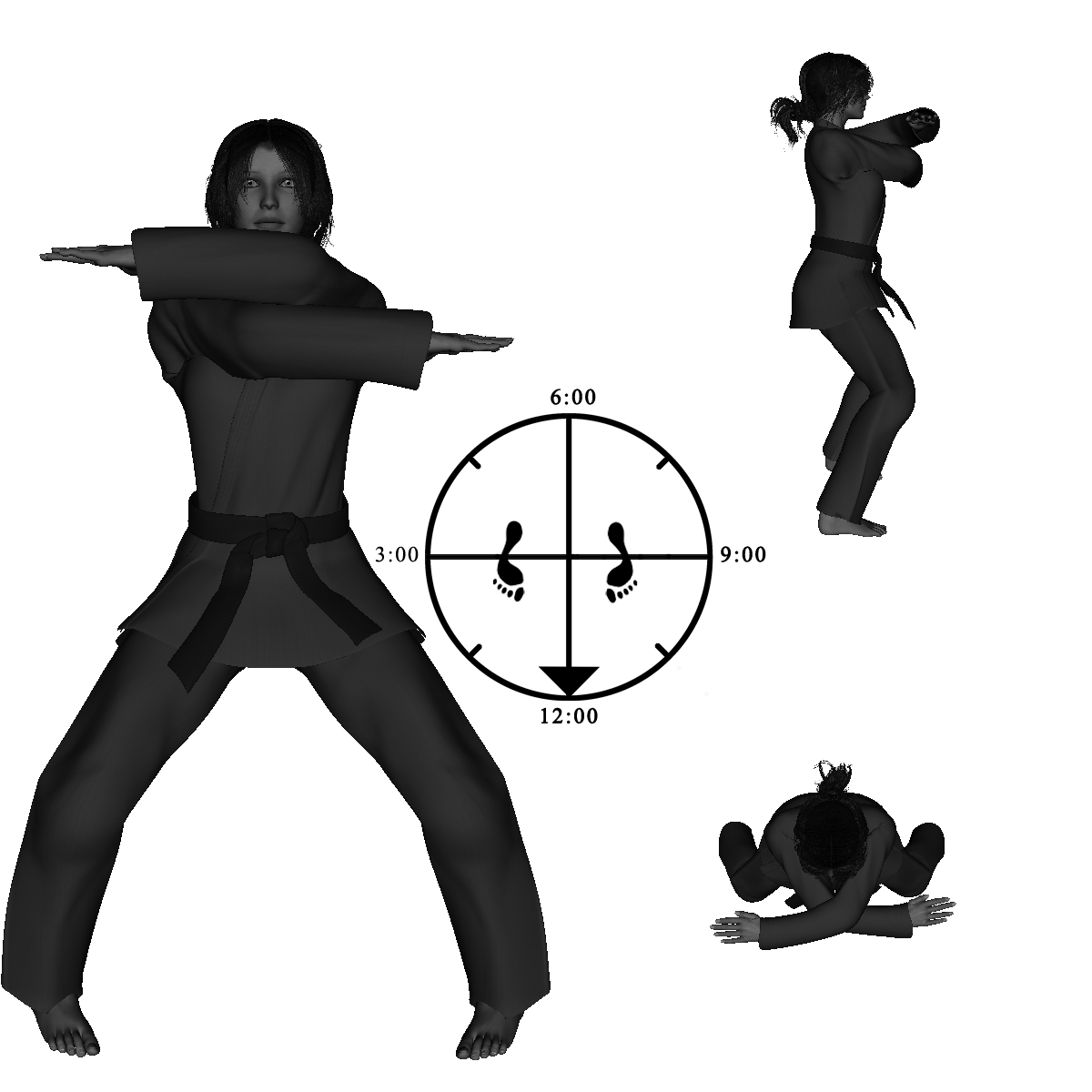 22a-1) Horse with Left and Right Positioning for Double Outward Elbows (Transition)
