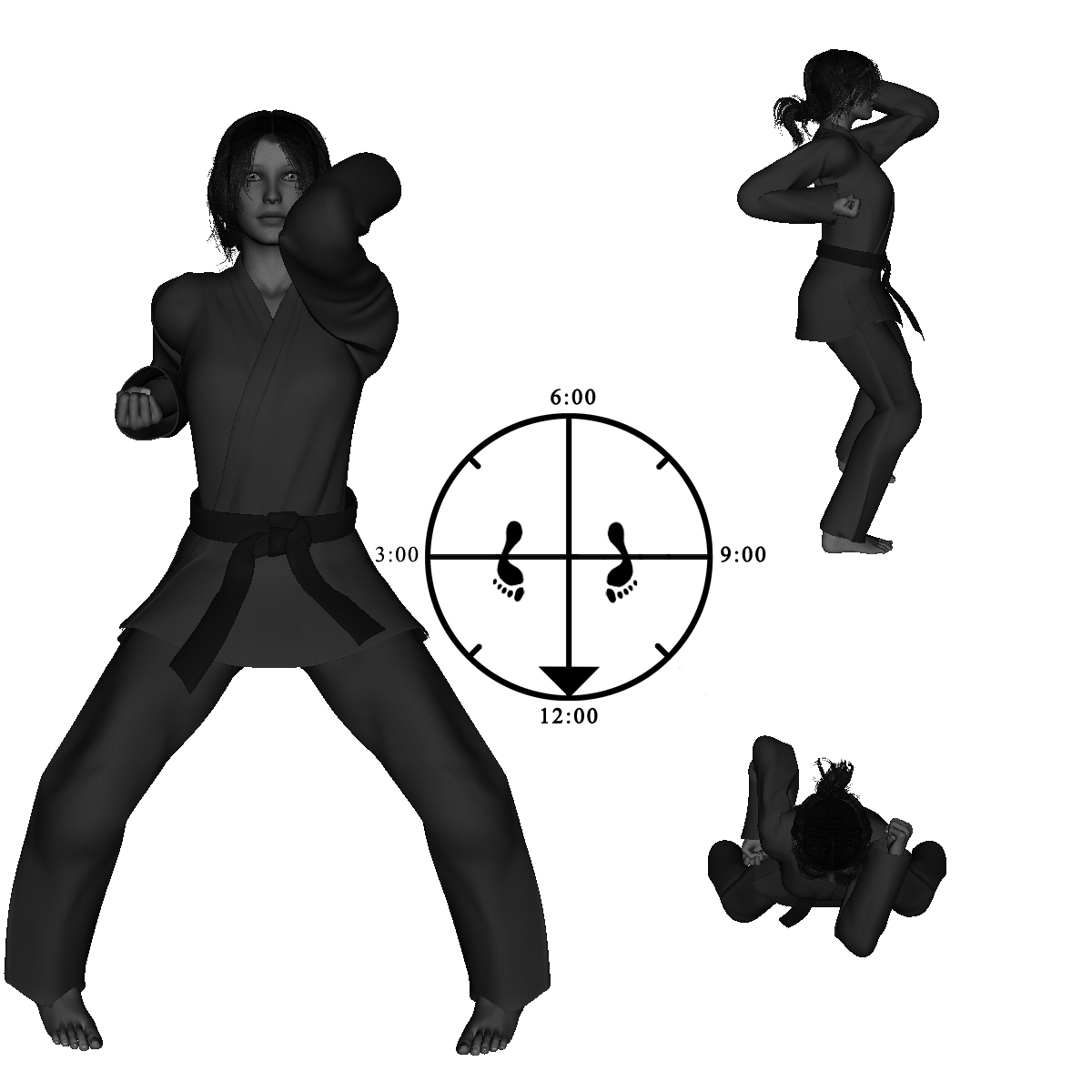 22b) Horse with Right Backward and Left Upward Elbows (Isolation)