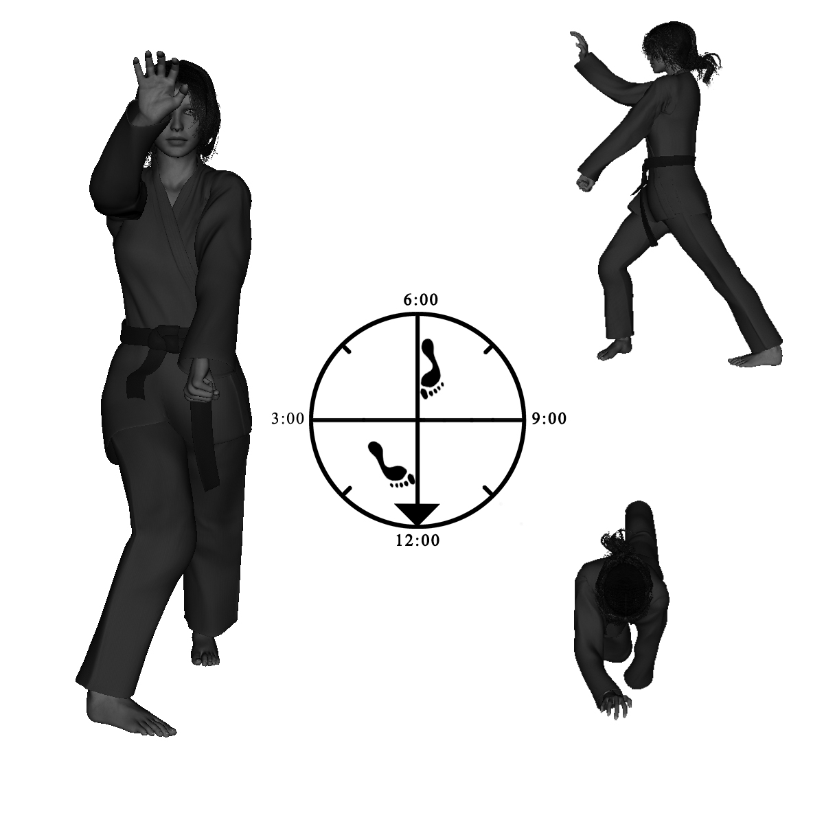 6c - 1) Right Formward Bow with Right Overhead Claw