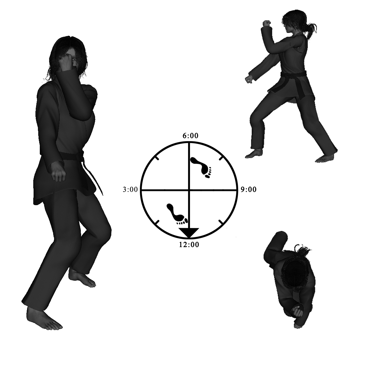 6a - 2) Right Neutral Bow with Left Inward / Right Downward Universal Block