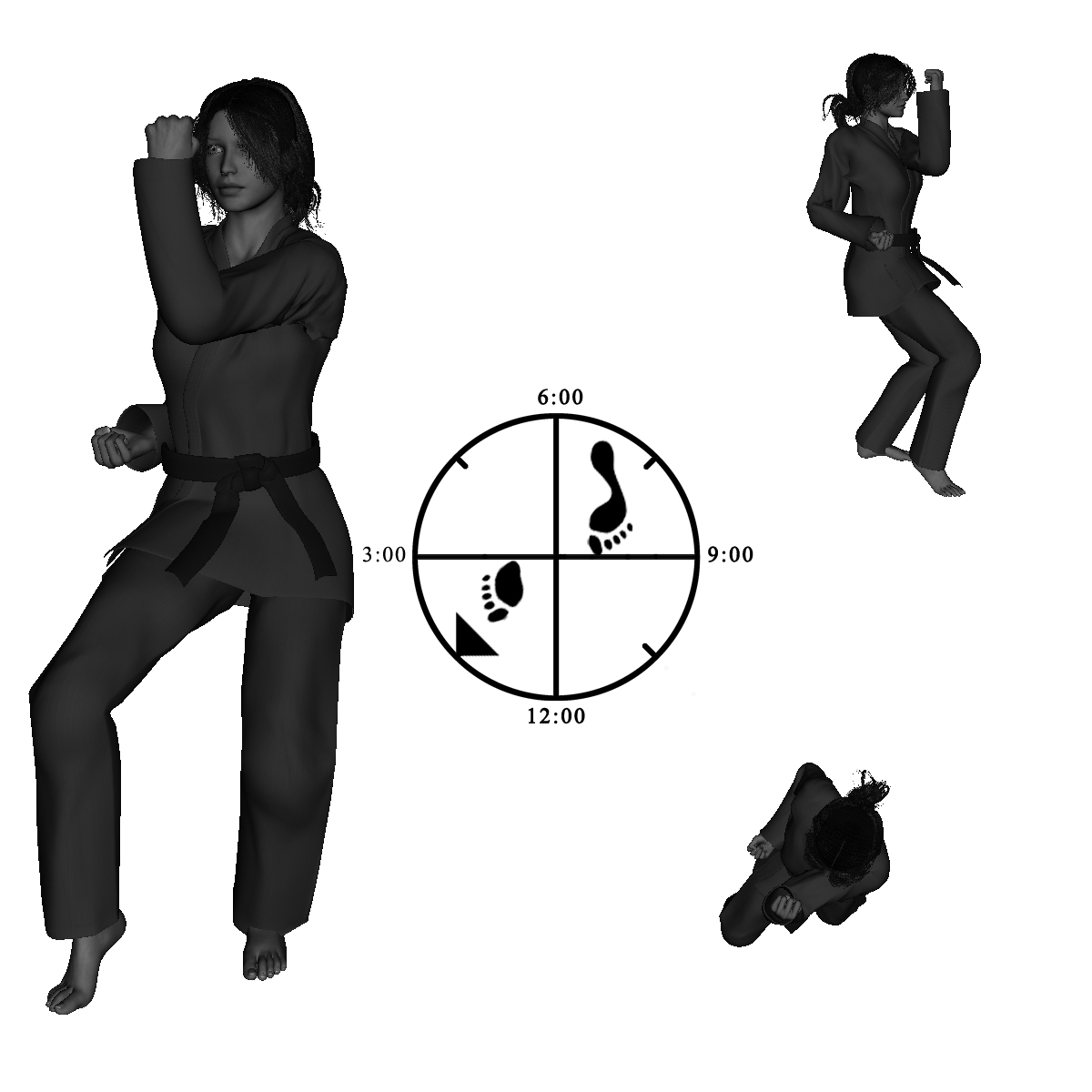 9a) Right 45 degree cat with right Inward Block