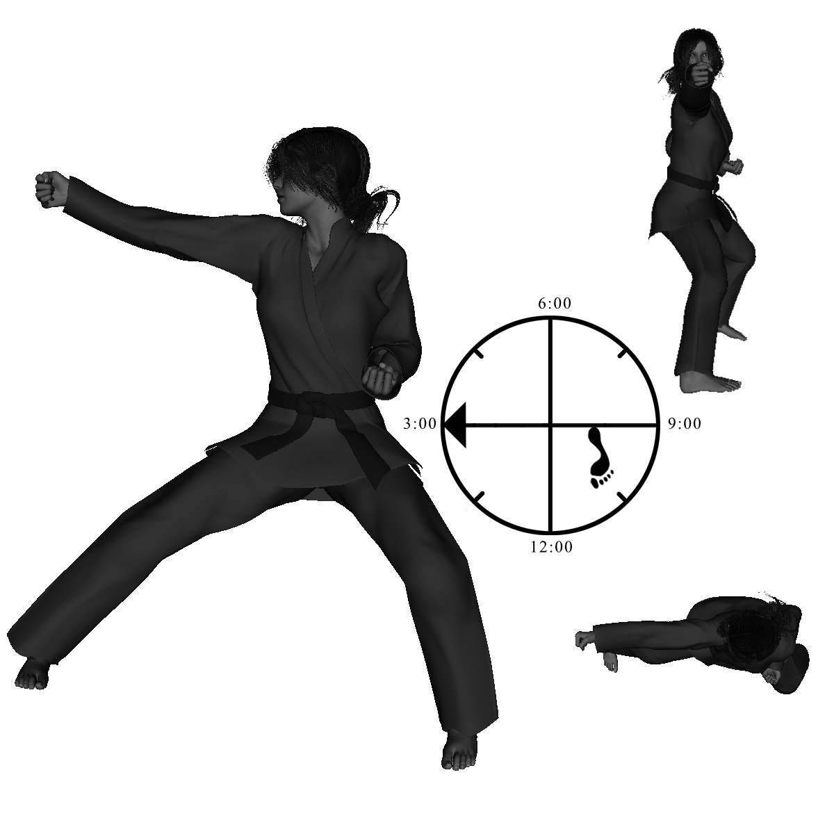 4e) Right Vertical Punch with Right Side Kick (before planting of foot)