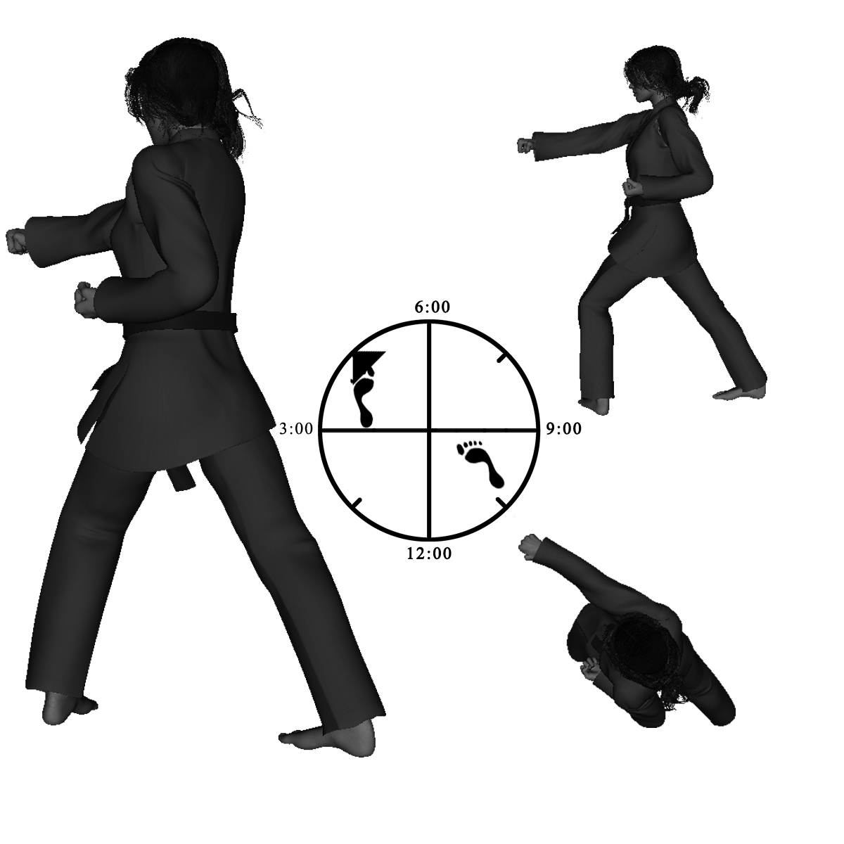 7c) Left Forward Bow with Right Straight Punch