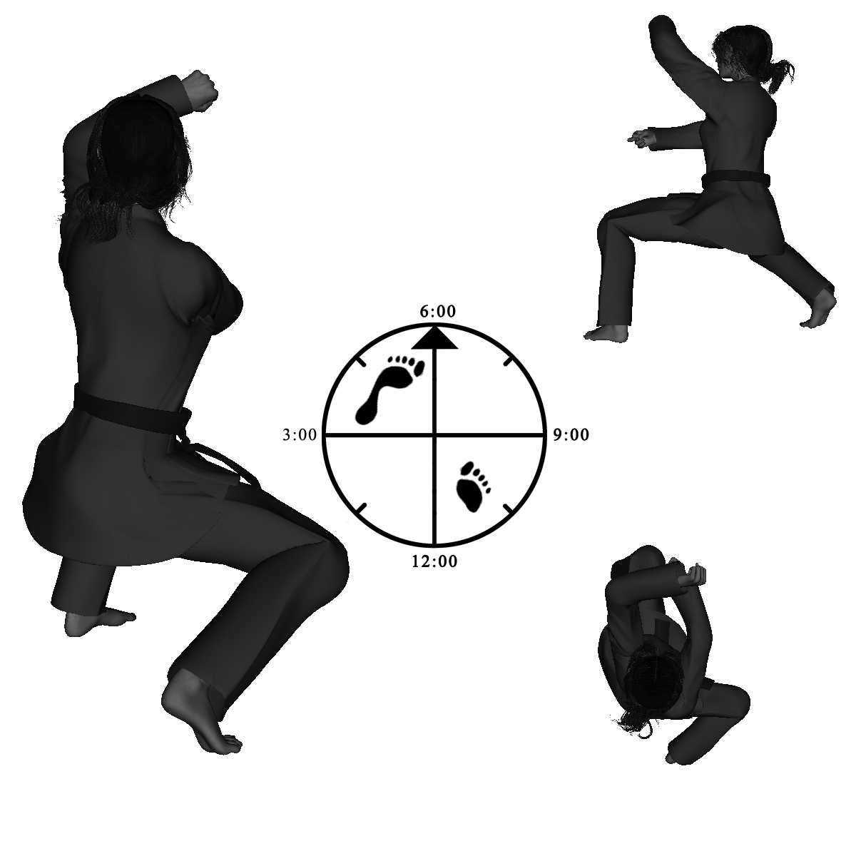 5b) Left Upward Block with right Middle-Knuckle from left Wide Kneel