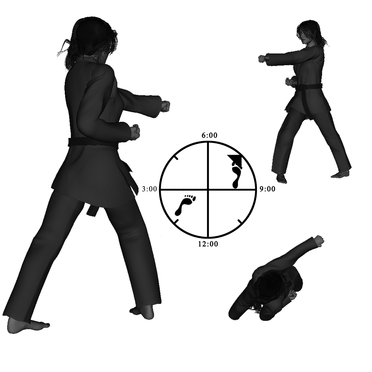8c) Right Forward Bow with Left Straight Punch