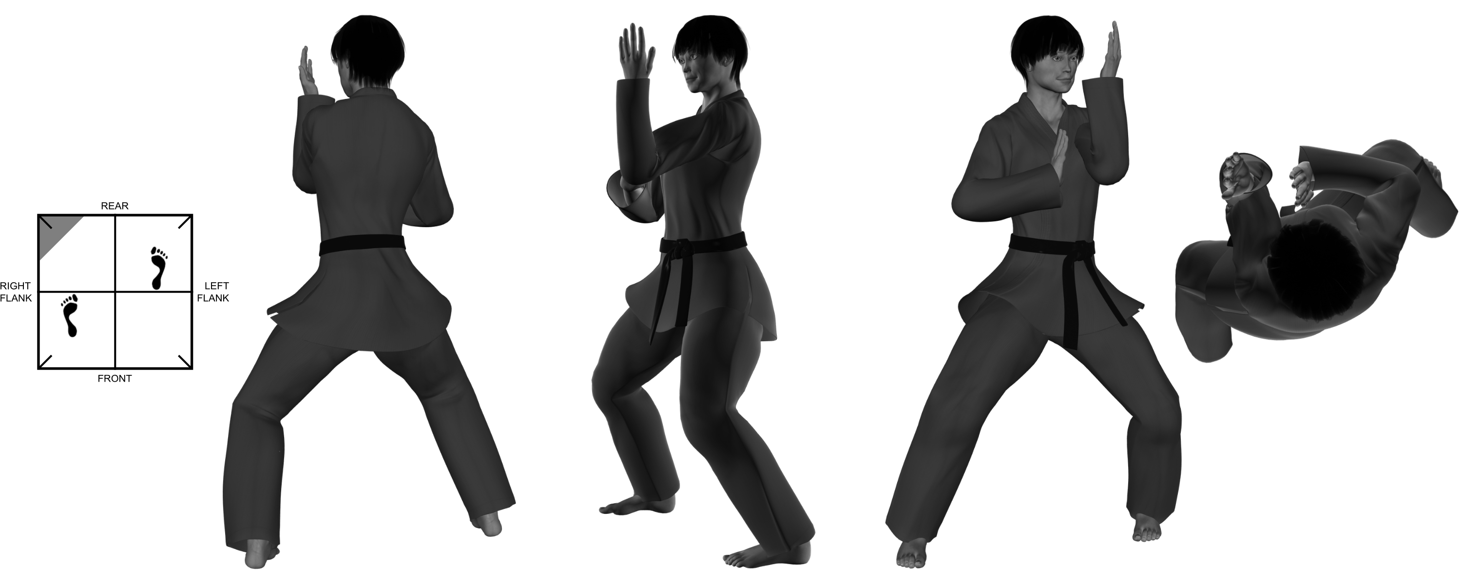 1b) (left) outward parry from (right) neutral bow