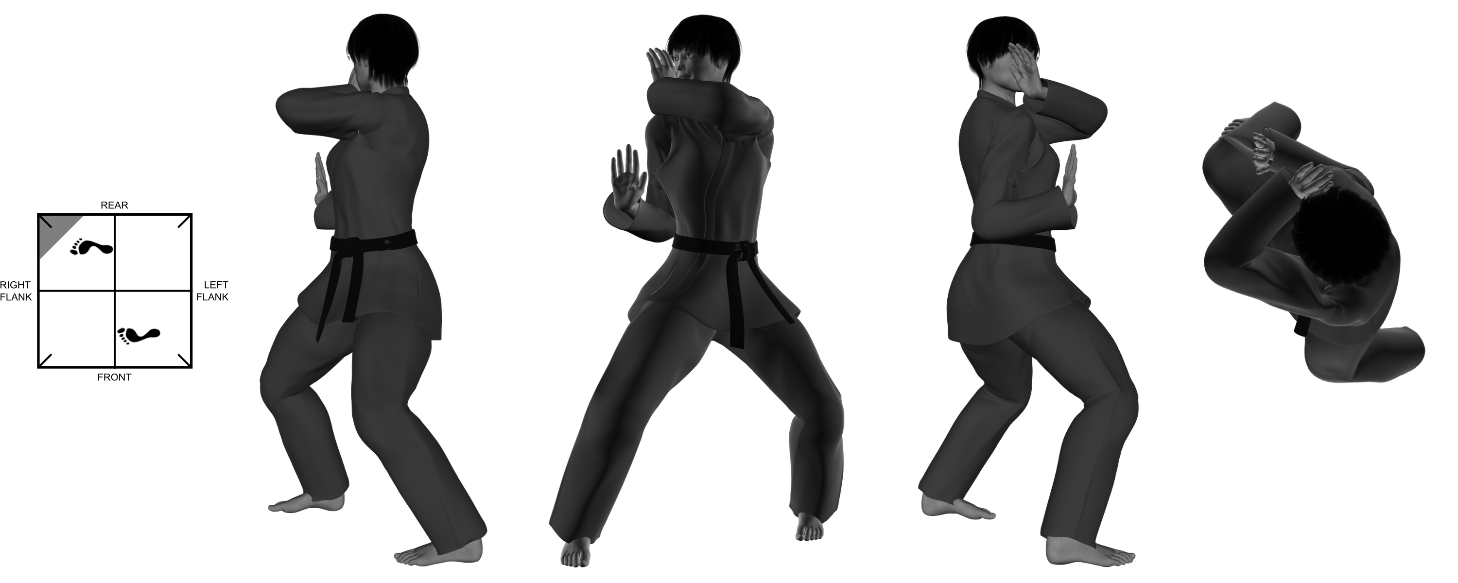 1a) (left) inward parry from (right) neutral bow