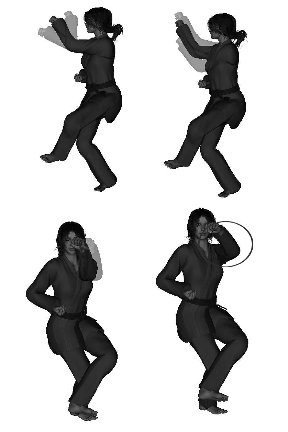 Examples of improper half-knuckle execution depth - shallow / deep, improper height - high / low, width - wide, elbow not anchored