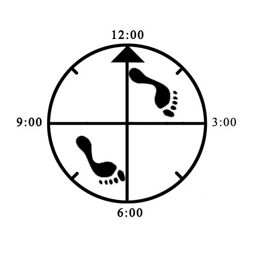 Example of bad front foot angle for Reverse Bow