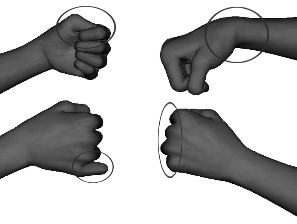Examples of improper Vertical Punch - weapon formation / angle formation - tucked thumb, wrist: horizontal angle - over bent formation - hanging pinky finger, wrist: vertical angle - contact with wrong knuckles Examples of improper Vertical Punch - weapon formation / angle formation - tucked thumb, wrist: horizontal angle - over bent formation - hanging pinky finger, wrist: vertical angle - contact with wrong knuckles