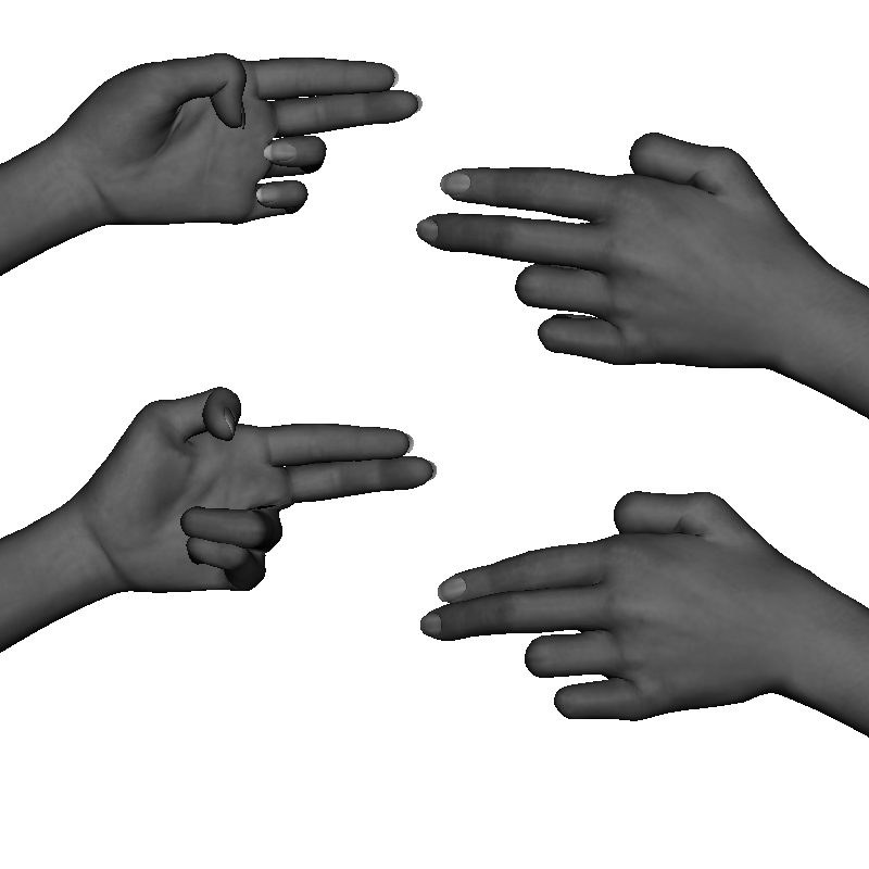 Example of improper vertical two-finger poke formation / alignment thumb tucked, fingers spread, fingers bent improperly, wrist over bent vertically