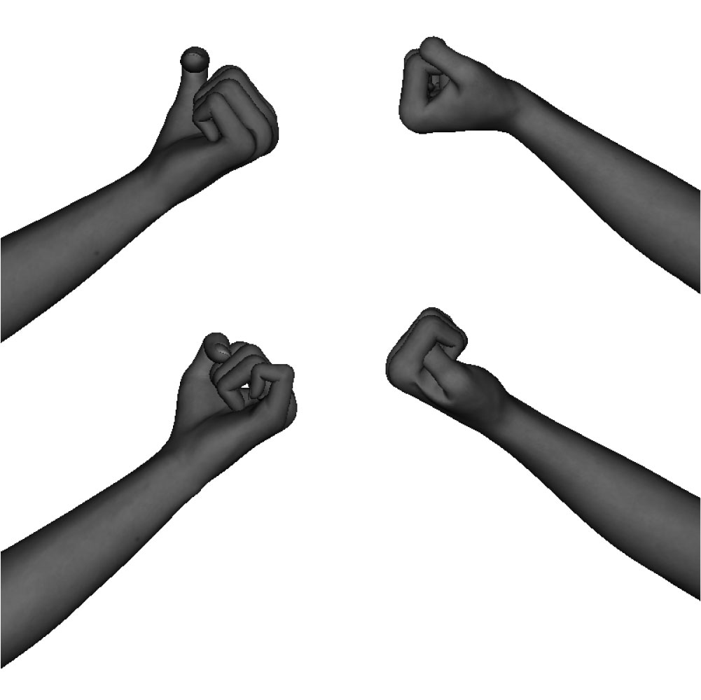 Examples of improper vertical back-knuckle weapon formation / alignment thumb hanging, wrist over bent, pinky handing, thumb tucked Examples of improper vertical back-knuckle weapon formation / alignment thumb hanging, wrist over bent, pinky handing, thumb tucked