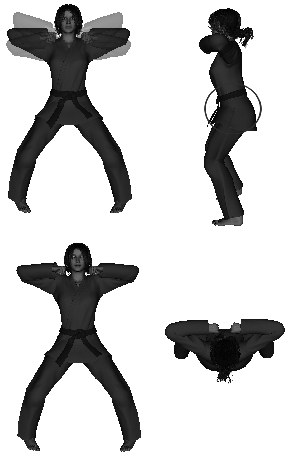 Examples of improper outward elbow execution improper height - high / low, leaning shoulders shrugged, improper direction (not extended to sides)