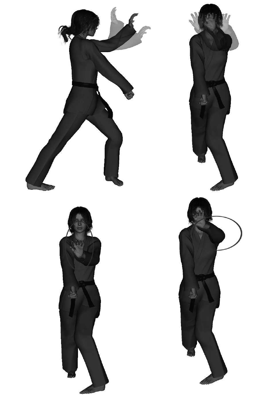 Examples of improper overhead claw execution (with hammer-fist) improper depth - shallow / deep, width - narrow / wide, height - too low, elbow alignment - not anchored