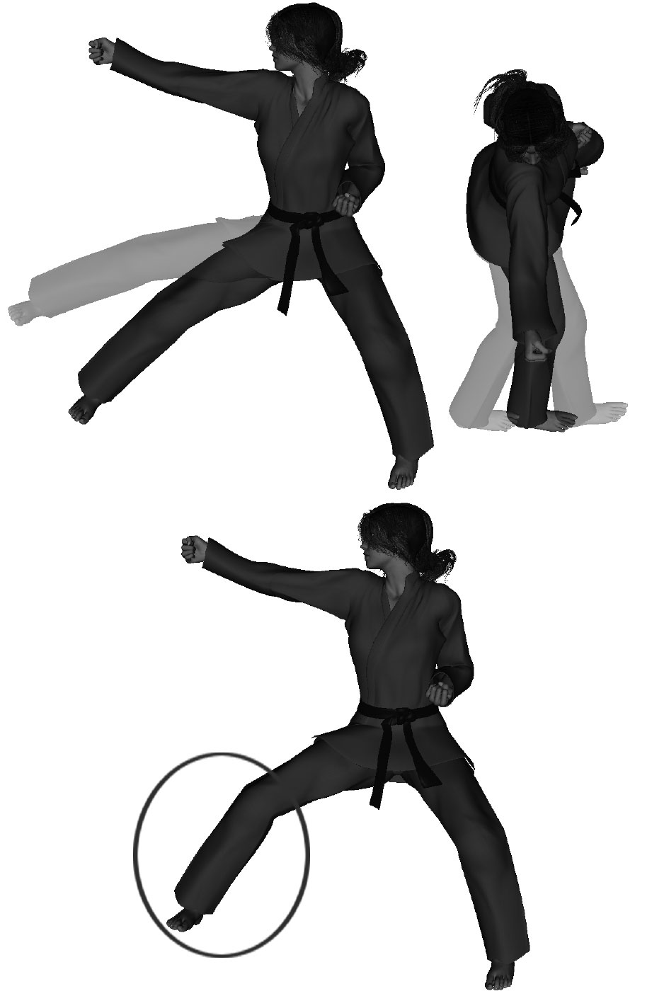 Examples of improper side kick execution improper height - high, width - narrow / wide, depth - not fully extended