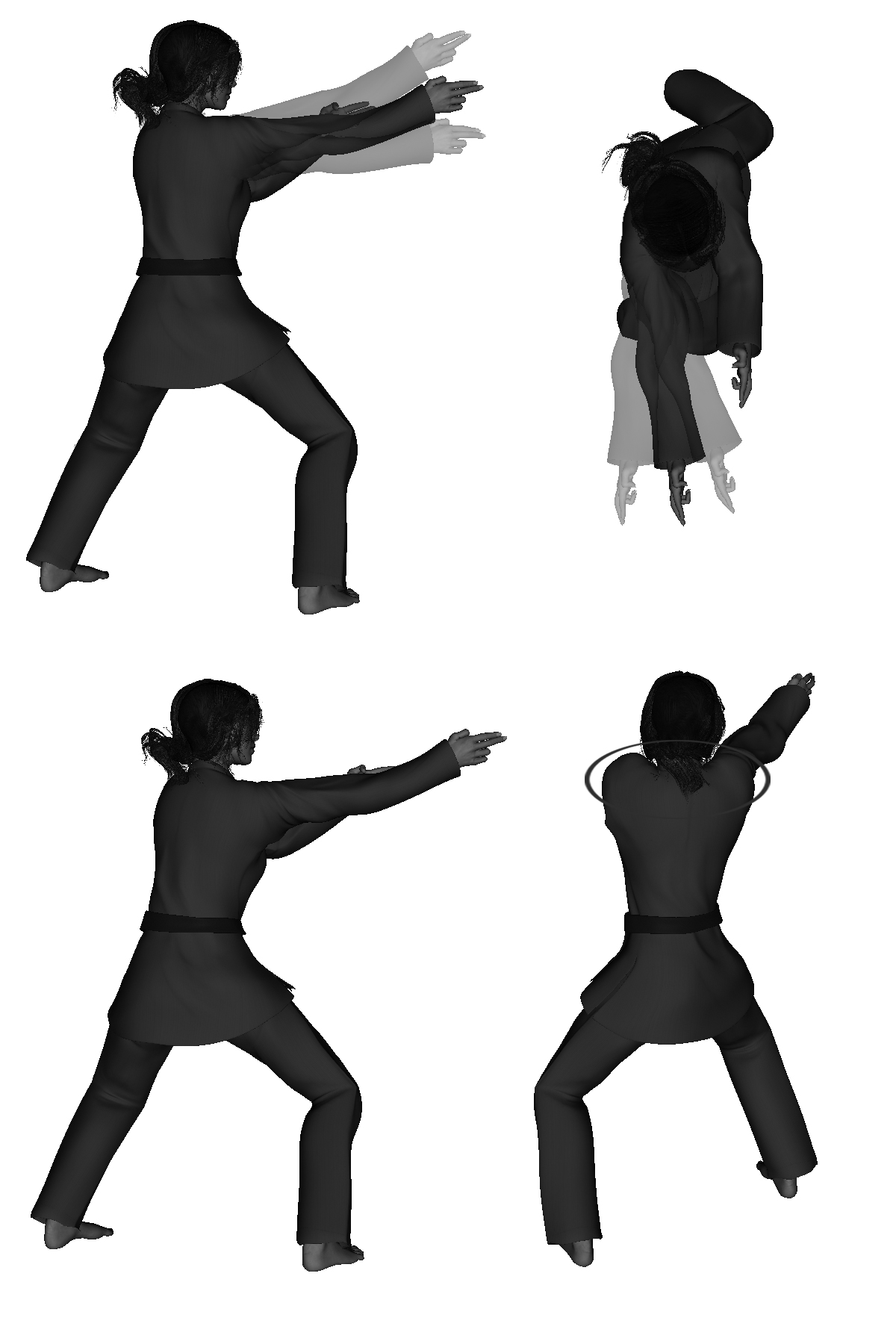 Examples of improper vertical two-finger poke execution (front hand) improper height - high / low, wide - too narrow / wide, leaning, shrugged shoulders