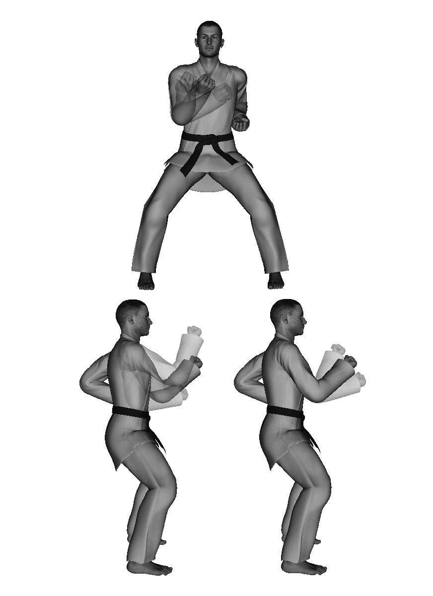 Examples of bad Upper-cut Punch (improper width - too vertical / too horizontal) (improper height - too high / too low) (improper depth - elbow too bent / elbow not bent enough)