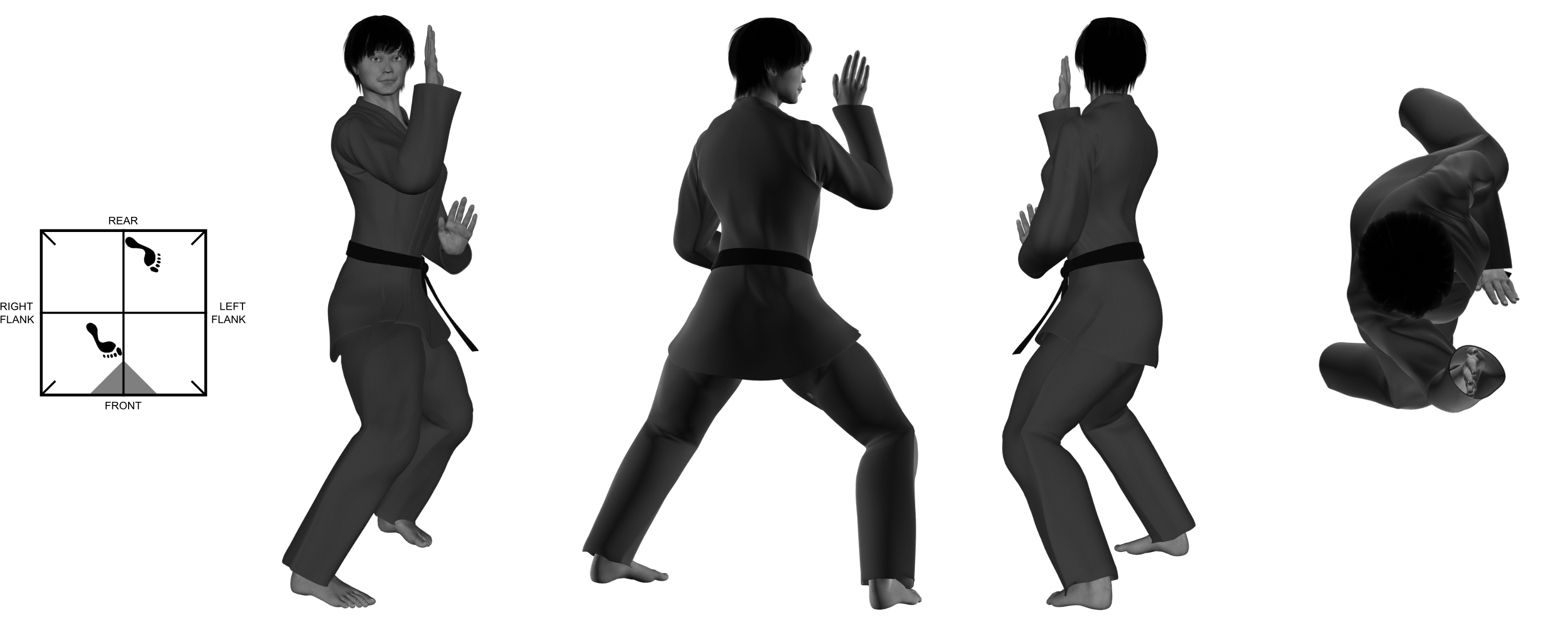 1a) (right) inward parry from (right) neutral bow