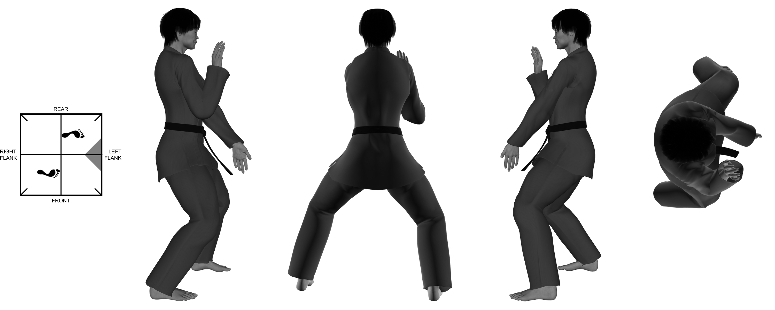 3) (left) underhand heel-palm from (offset) horse