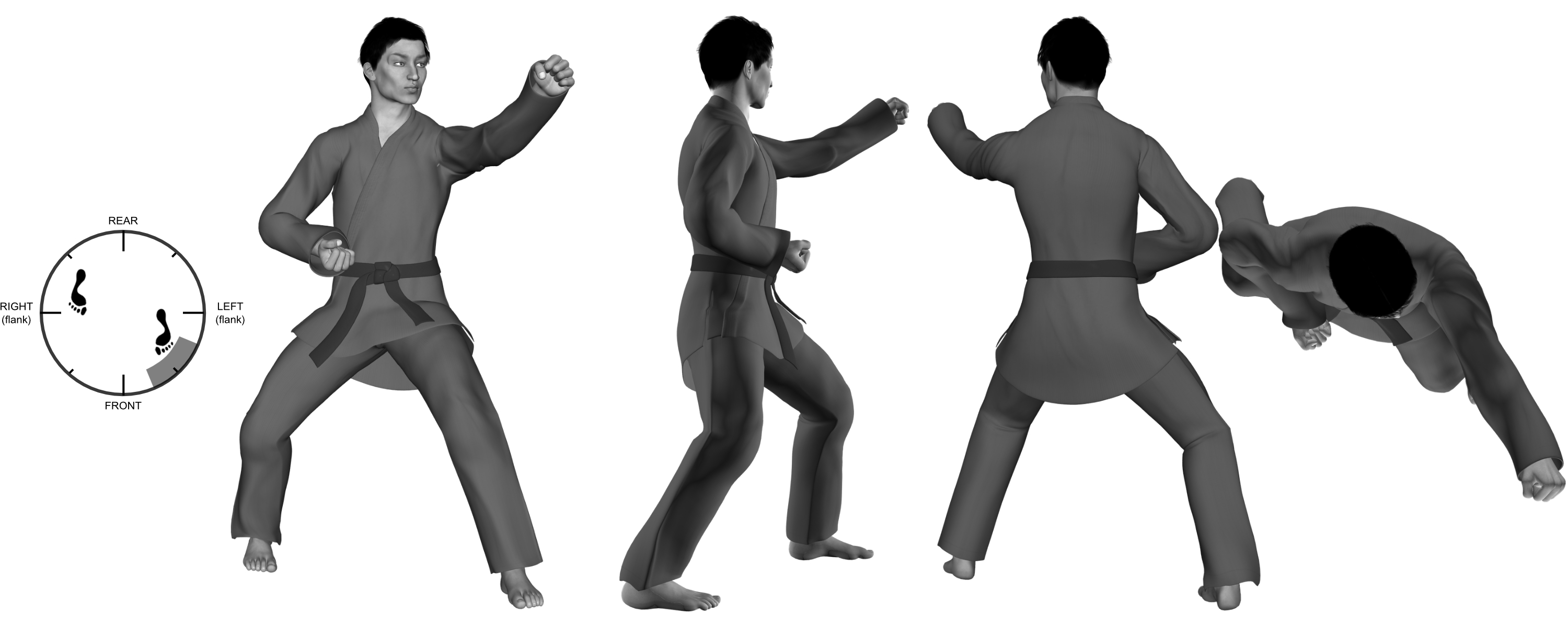 2) (left) outward back-knuckle from (left) neutral bow 2) (left) outward back-knuckle from (left) neutral bow