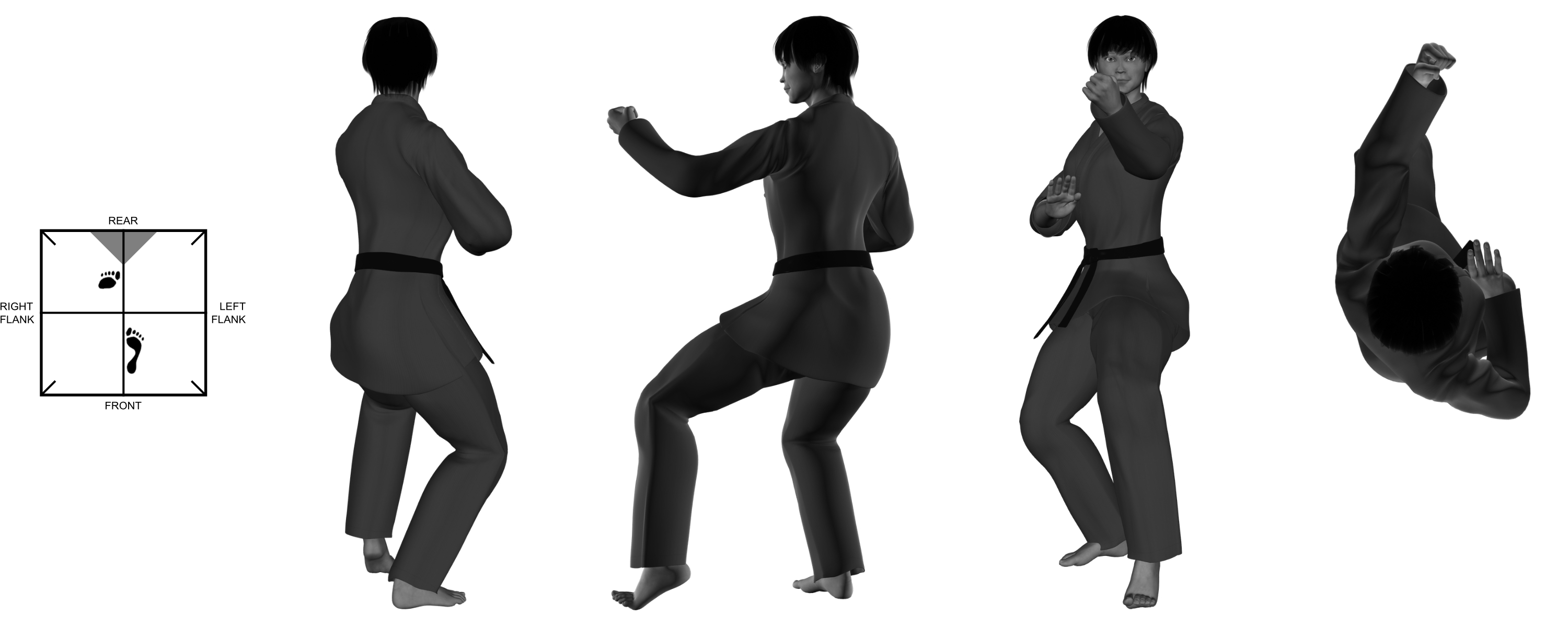 1a) (left) outward back-knuckle from (left) cat stance (transitory) 1a) (left) outward back-knuckle from (left) cat stance (transitory)