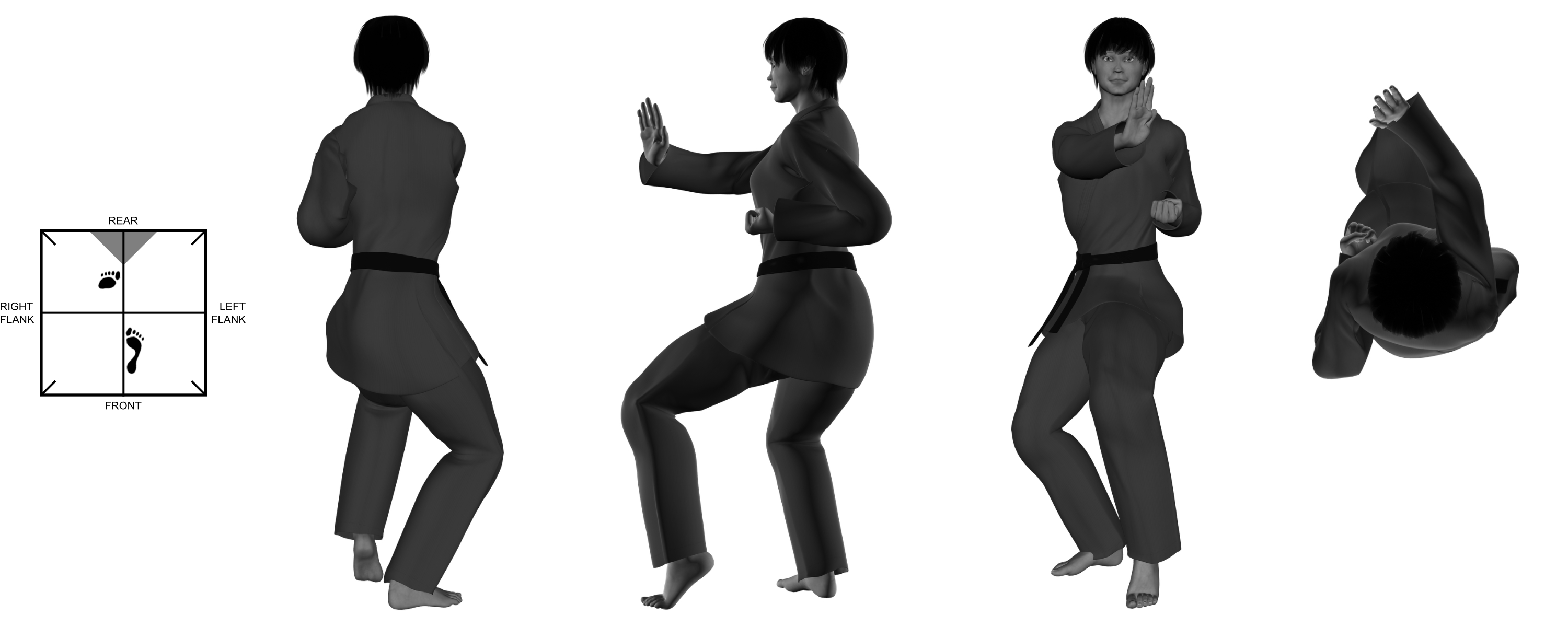 1b) (right) check (pressing) from (left) cat stance 1b) (right) check (pressing) from (left) cat stance