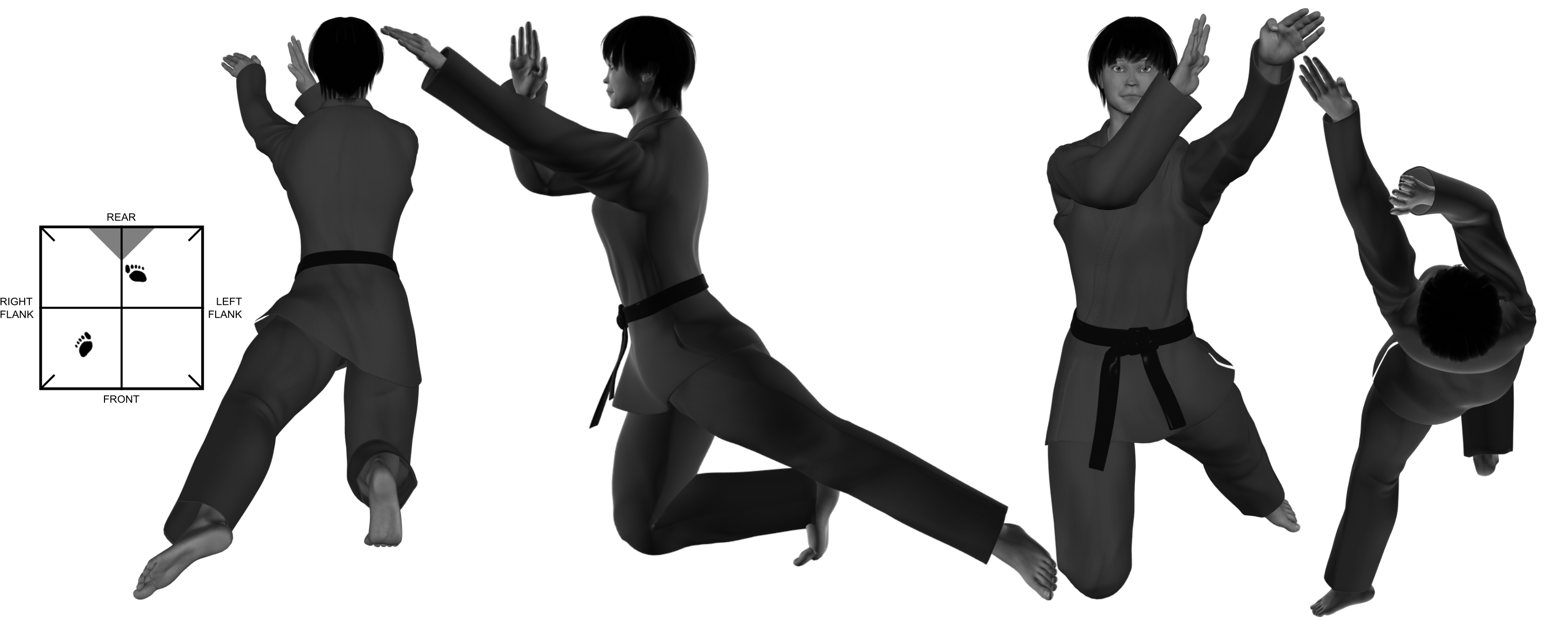 4) (left) sweep with (left) ridge-hand from from (right) kneel 4) (left) sweep with (left) ridge-hand from from (right) kneel