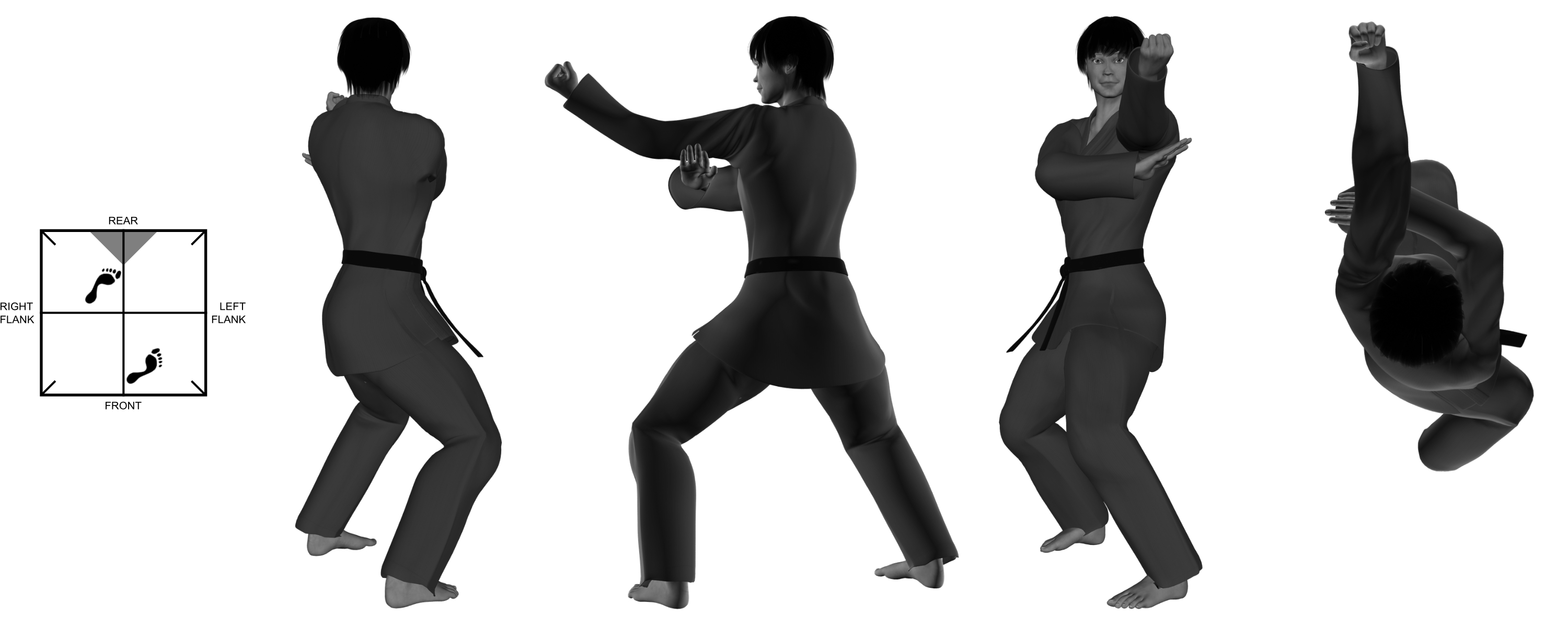 1c) (left) vertical back-knuckle from (left) neutral bow 1c) (left) vertical back-knuckle from (left) neutral bow