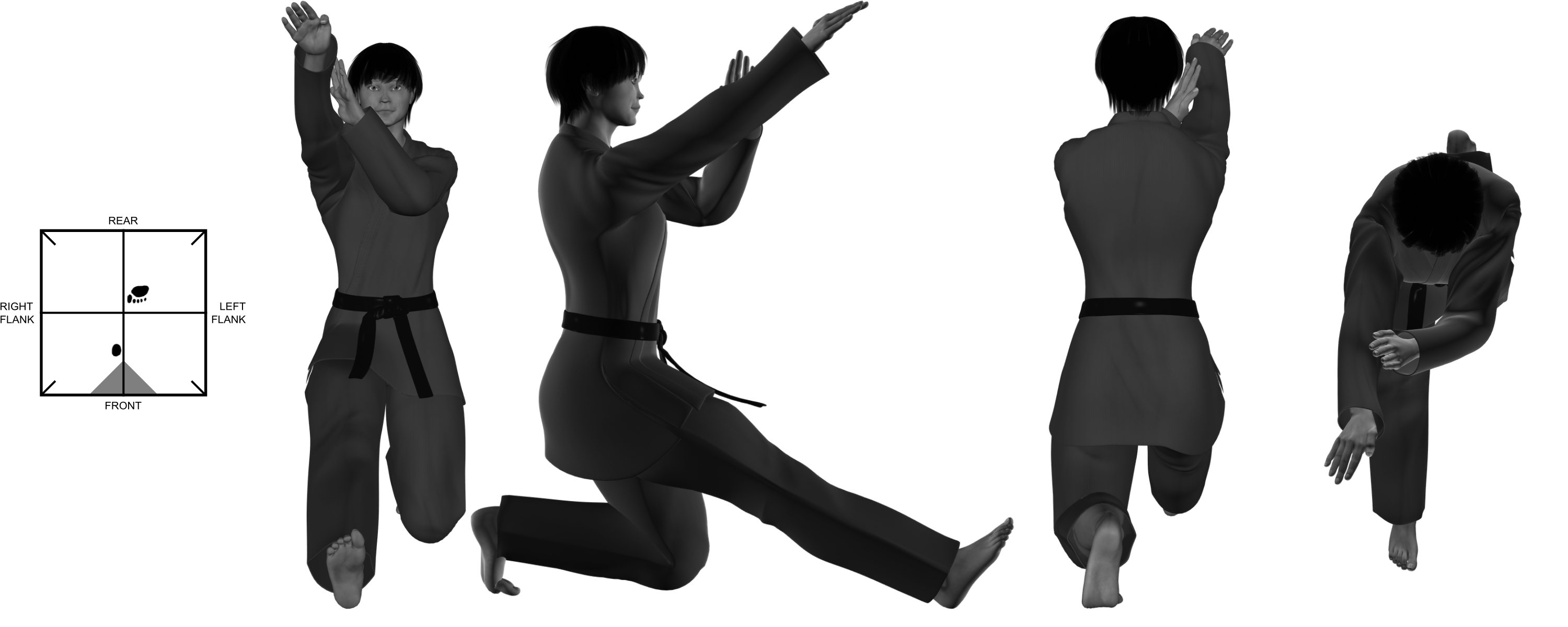 6) (right) heel-stomp from (right) kneel 6) (right) heel-stomp from (right) kneel