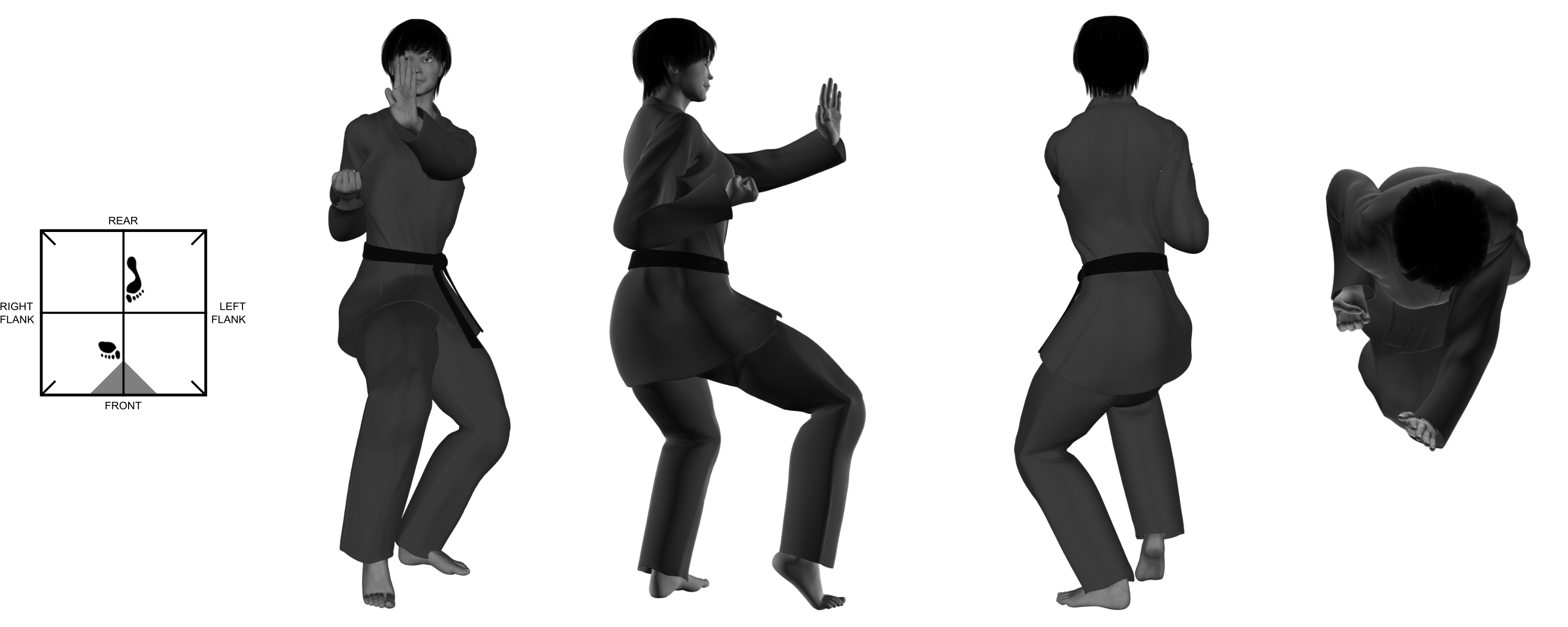 1b) (left) check (pressing) from (right) cat stance 1b) (left) check (pressing) from (right) cat stance