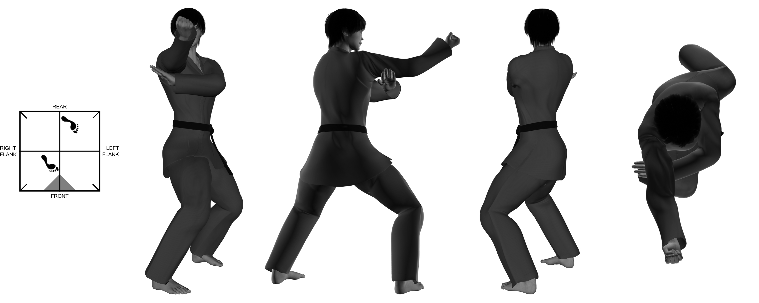 1c) (right) vertical back-knuckle from (right) neutral bow 1c) (right) vertical back-knuckle from (right) neutral bow