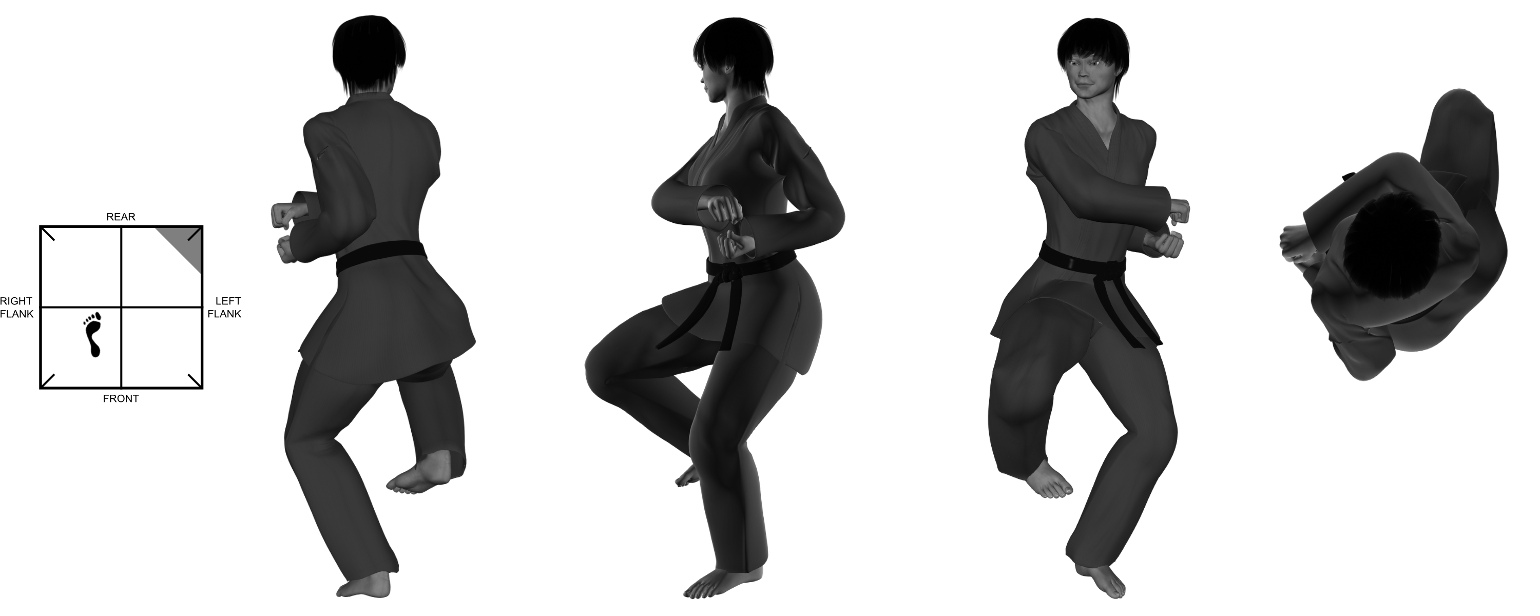 6a) (right) foot cocked from (left) one-legged stance 6a) (right) foot cocked from (left) one-legged stance