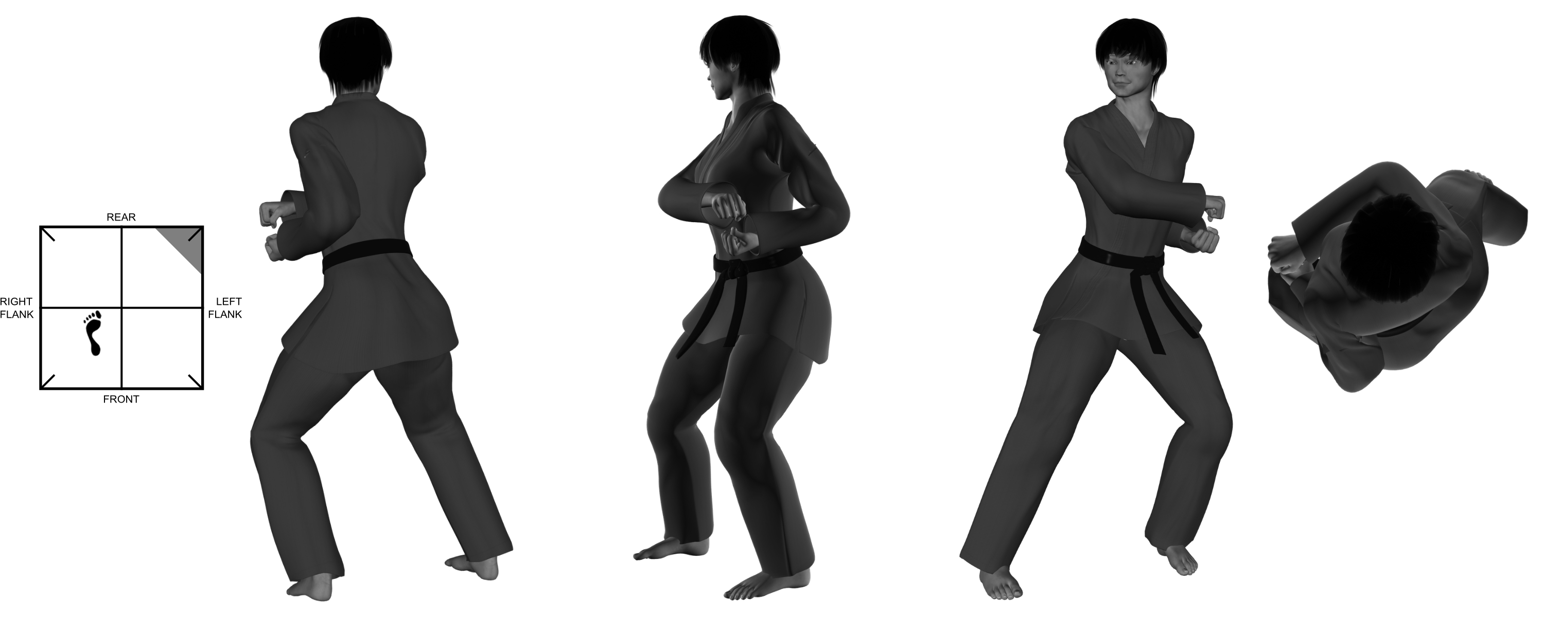 6b) (right) downward side kick from (left) one-legged stance 6b) (right) downward side kick from (left) one-legged stance