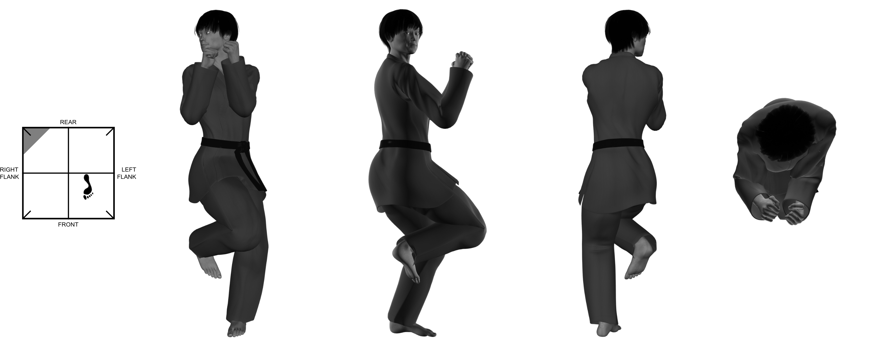 9a) (right) foot cocked from (left) one-legged stance 9a) (right) foot cocked from (left) one-legged stance