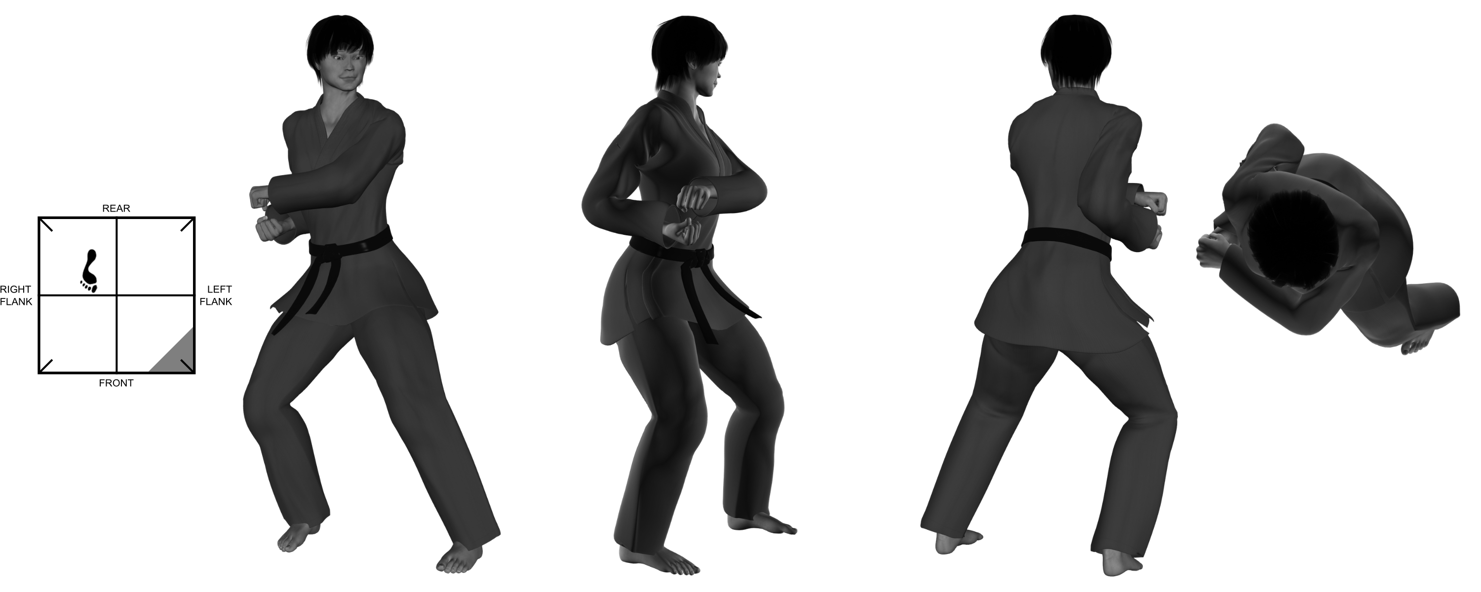 6b) (left) downward side kick from (right) one-legged stance 6b) (left) downward side kick from (right) one-legged stance