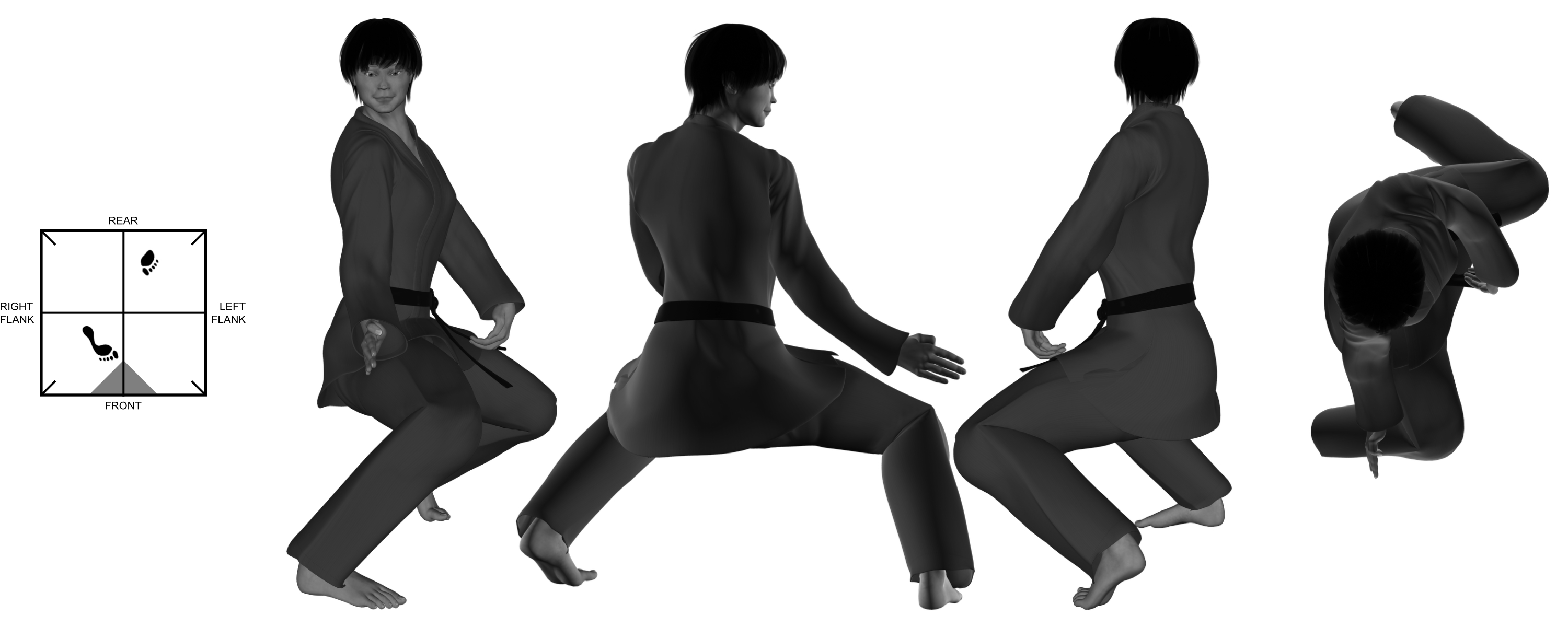 4) (right) downward hand-sword from (right) wide kneel 4) (right) downward hand-sword from (right) wide kneel