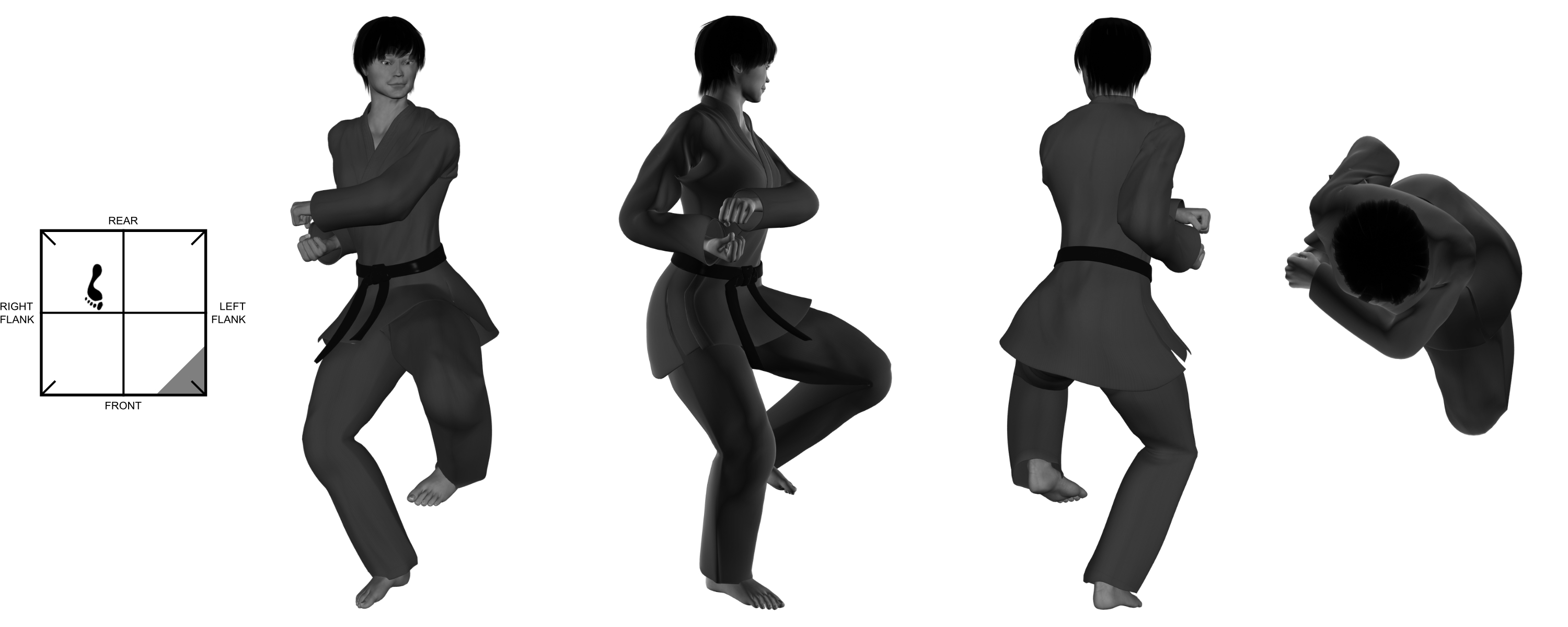 6a) (left) foot cocked from (right) one-legged stance 6a) (left) foot cocked from (right) one-legged stance