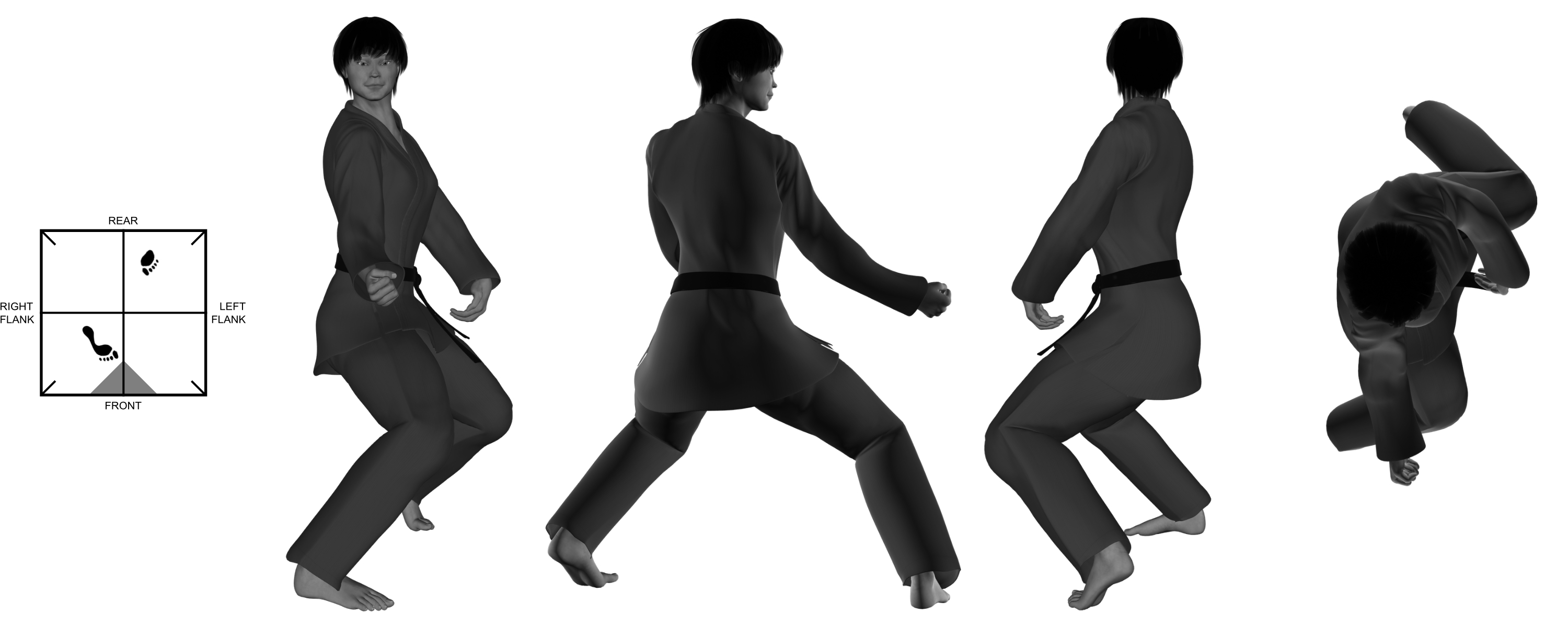 3) (right) outward-downward diagonal back-knuckle from (right) neutral bow 3) (right) outward-downward diagonal back-knuckle from (right) neutral bow