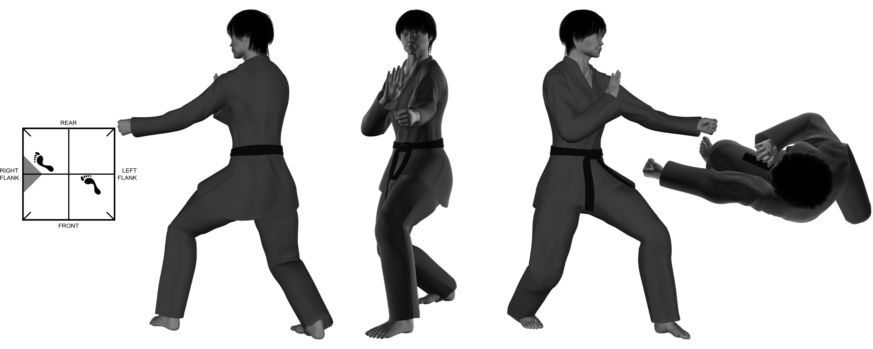 3) (left) Outward back-knuckle from (left) reverse neutral bow