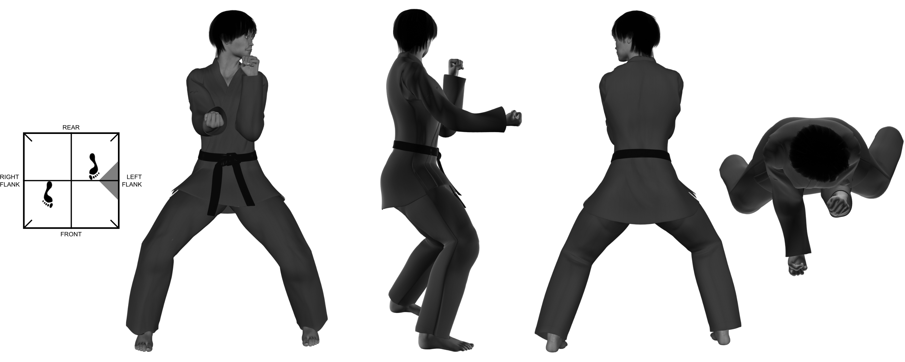 1c) (right) Inward horizontal hammer-fist from (left) offset fighting horse