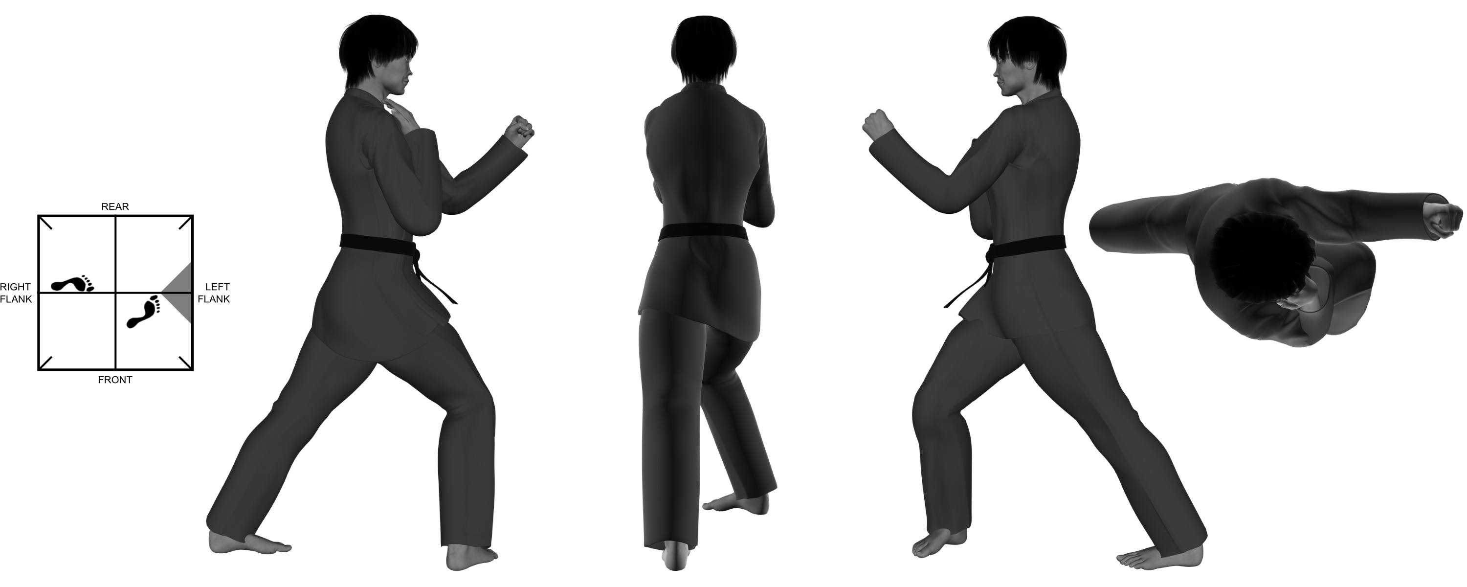 2) (left) forearm (take down) from (right) forward bow