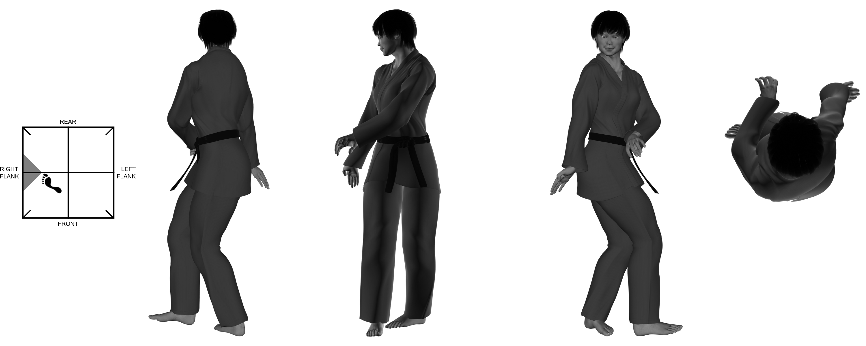 7a) (right) forward shovel kick from (right) one-legged stance