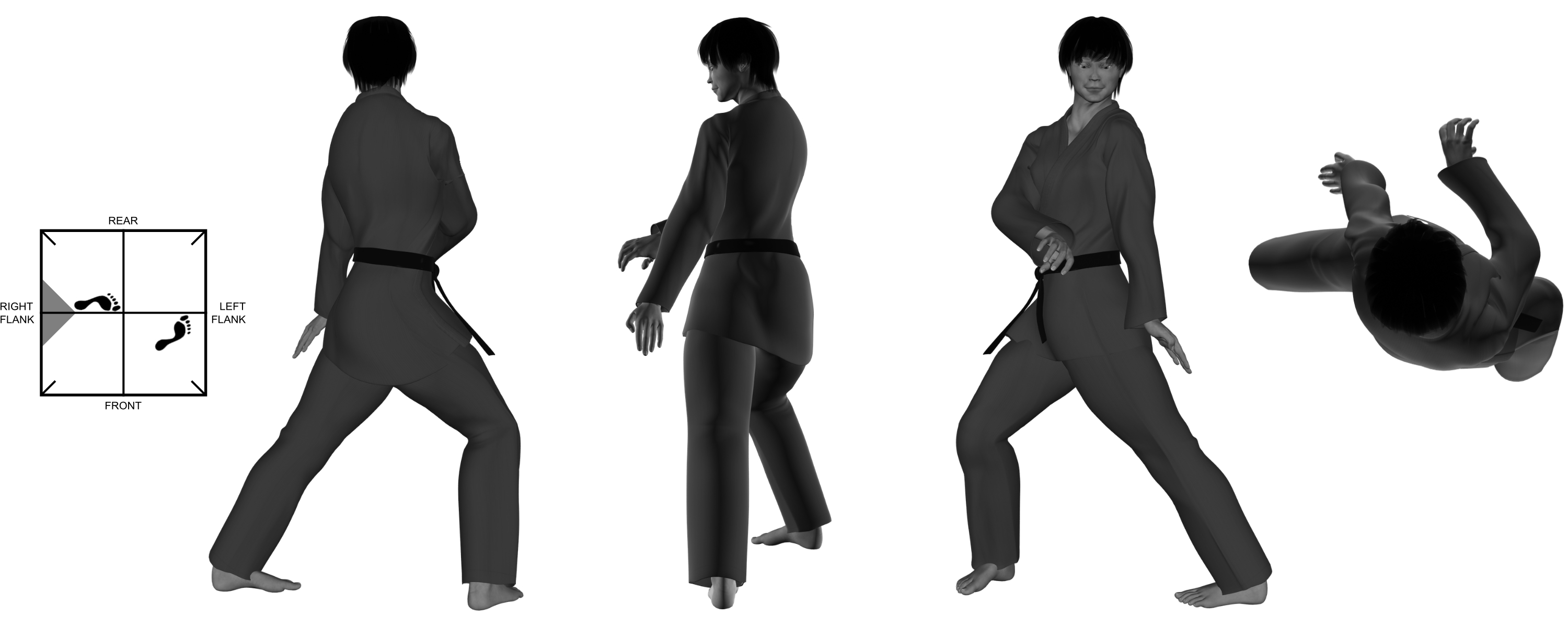 3b) (left) underhand heel-palm from (left) reverse bow