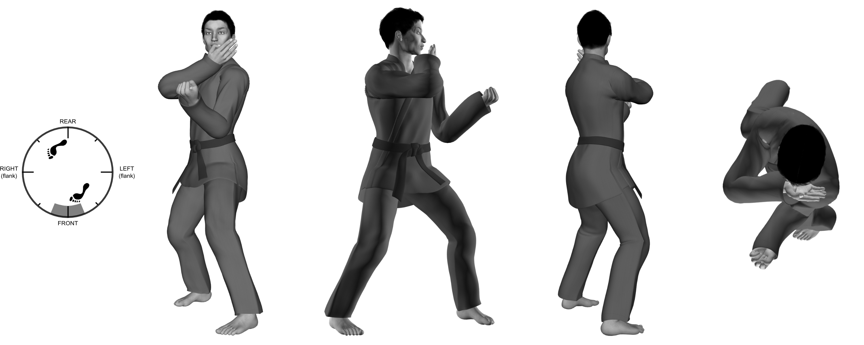 3) (left) upper-cut punch from (left) neutral bow 3) (left) upper-cut punch from (left) neutral bow