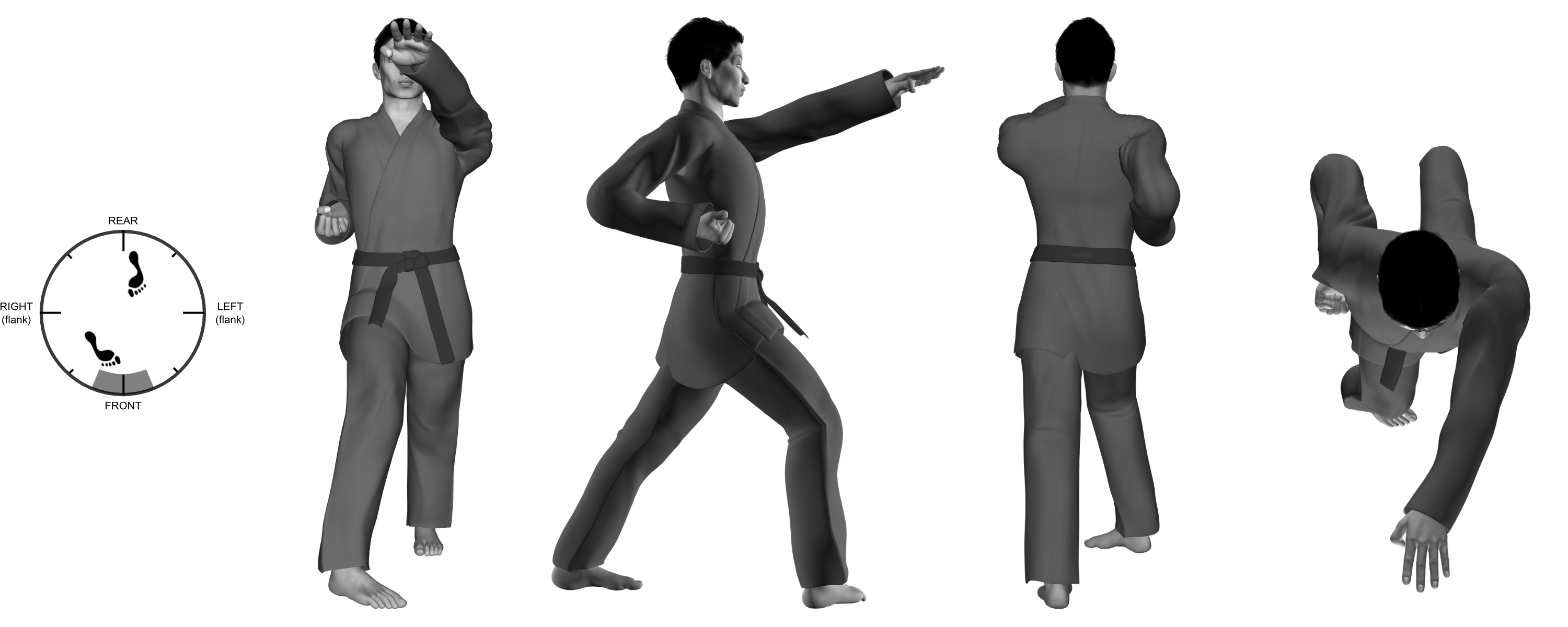 2) (left) 4-finger poke from (right) forward bow 2) (left) 4-finger poke from (right) forward bow