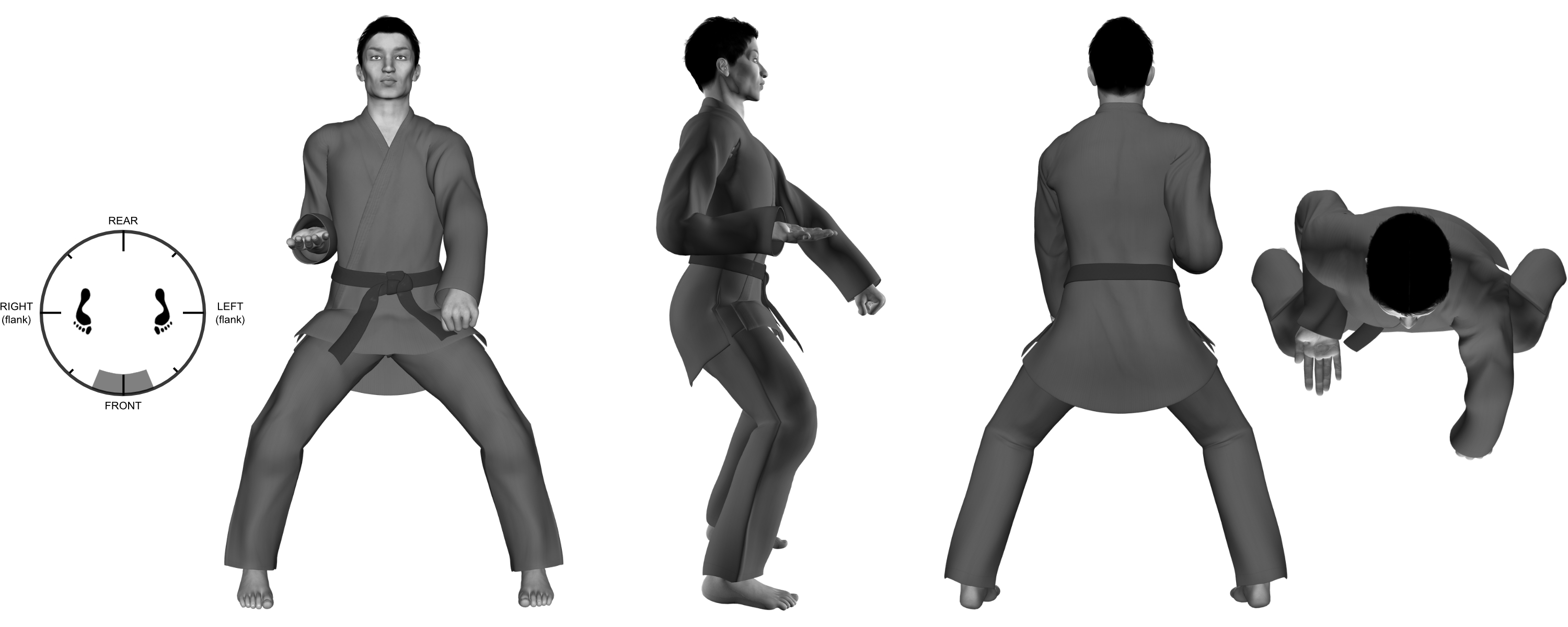 1a) (left) downward block from horse 1a) (left) downward block from horse