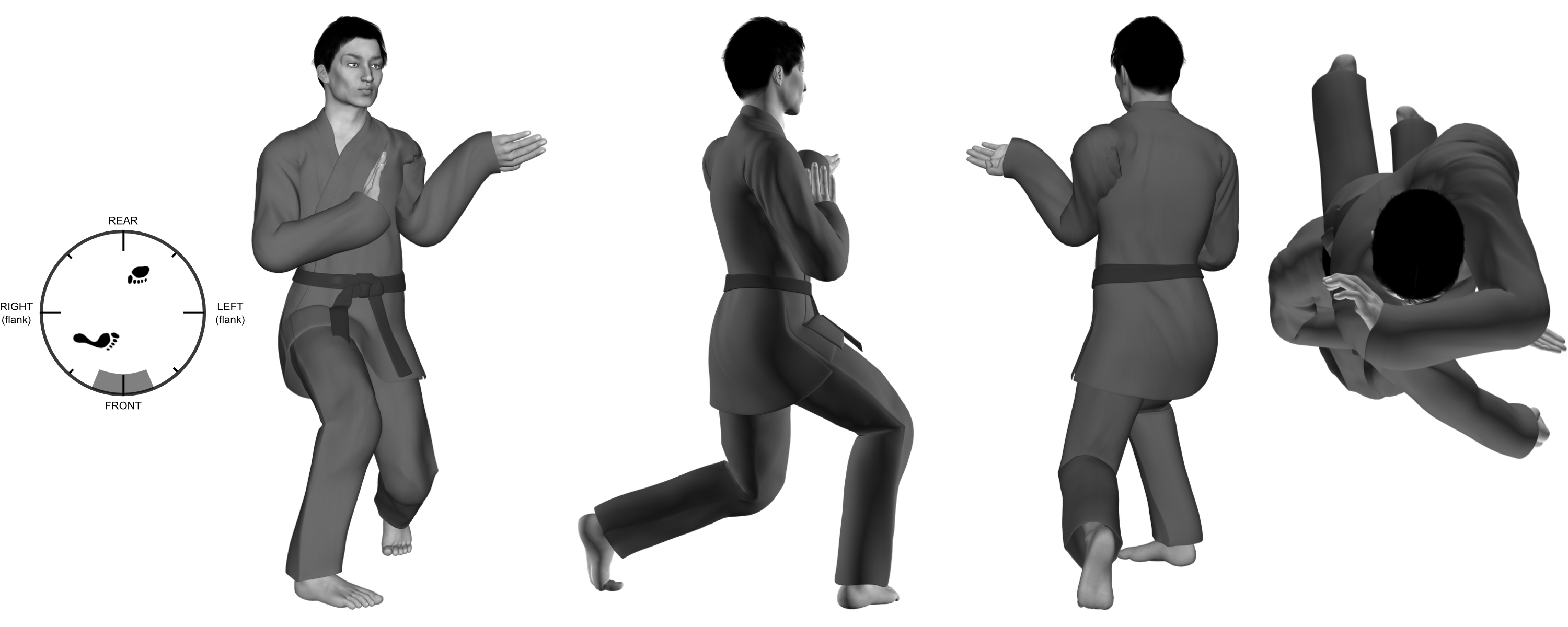 6) (left) inward-upward-diagonal hand-sword from (right) close kneel with (left) positional cover