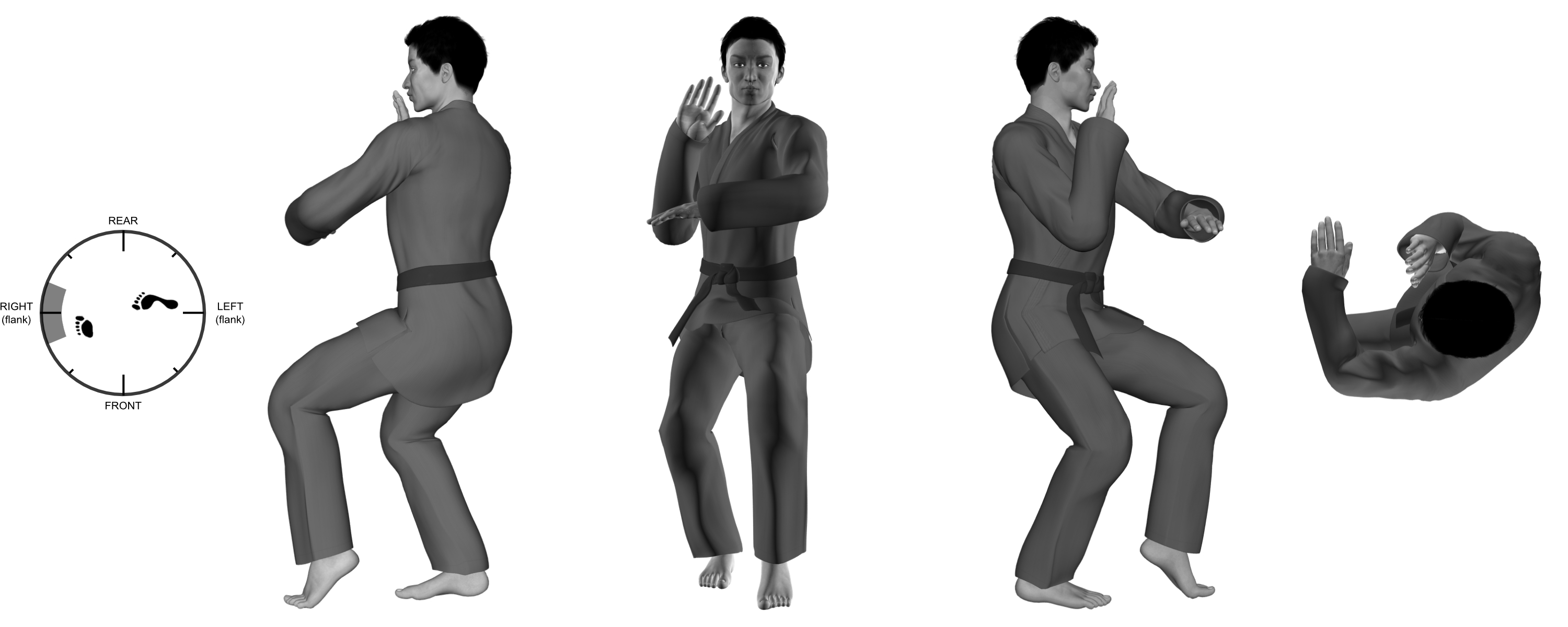 2a) (left) outward hand-sword from (left) cat