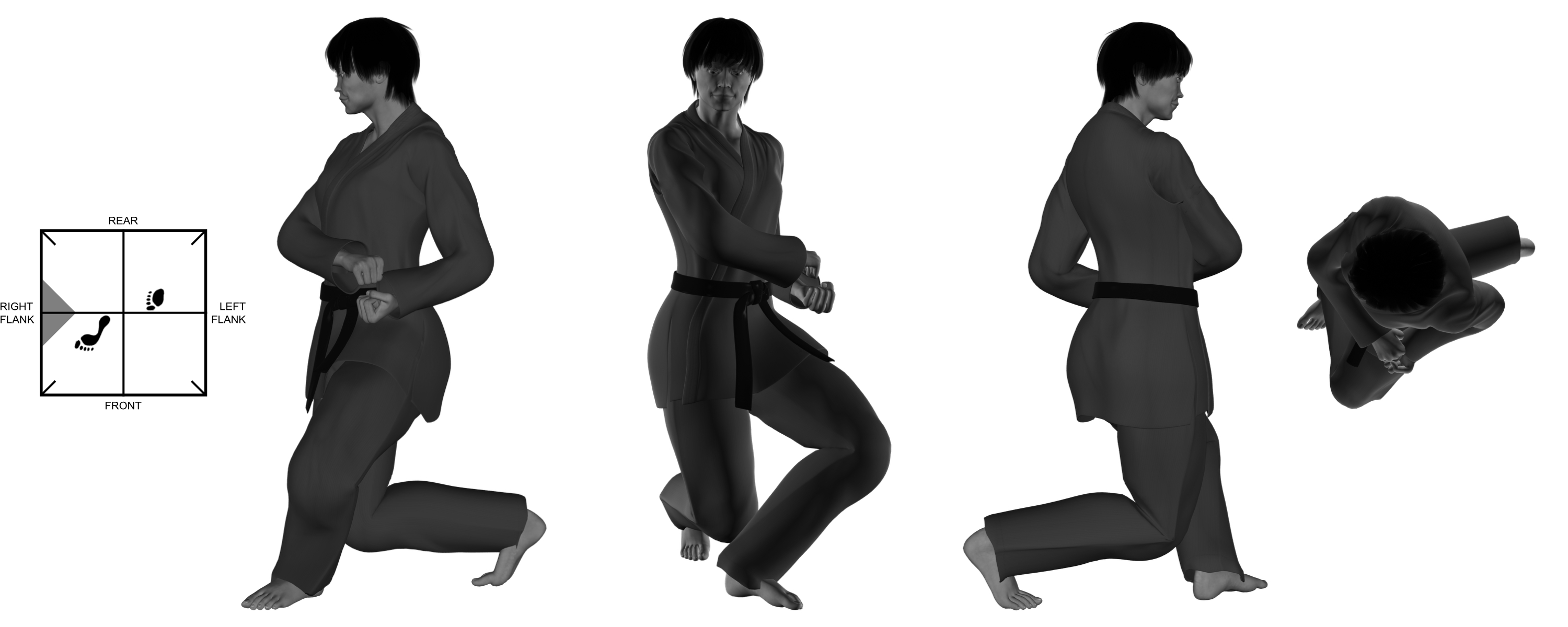 1) (left) cross-over stomp from (left) twist stance 1) (left) cross-over stomp from (left) twist stance