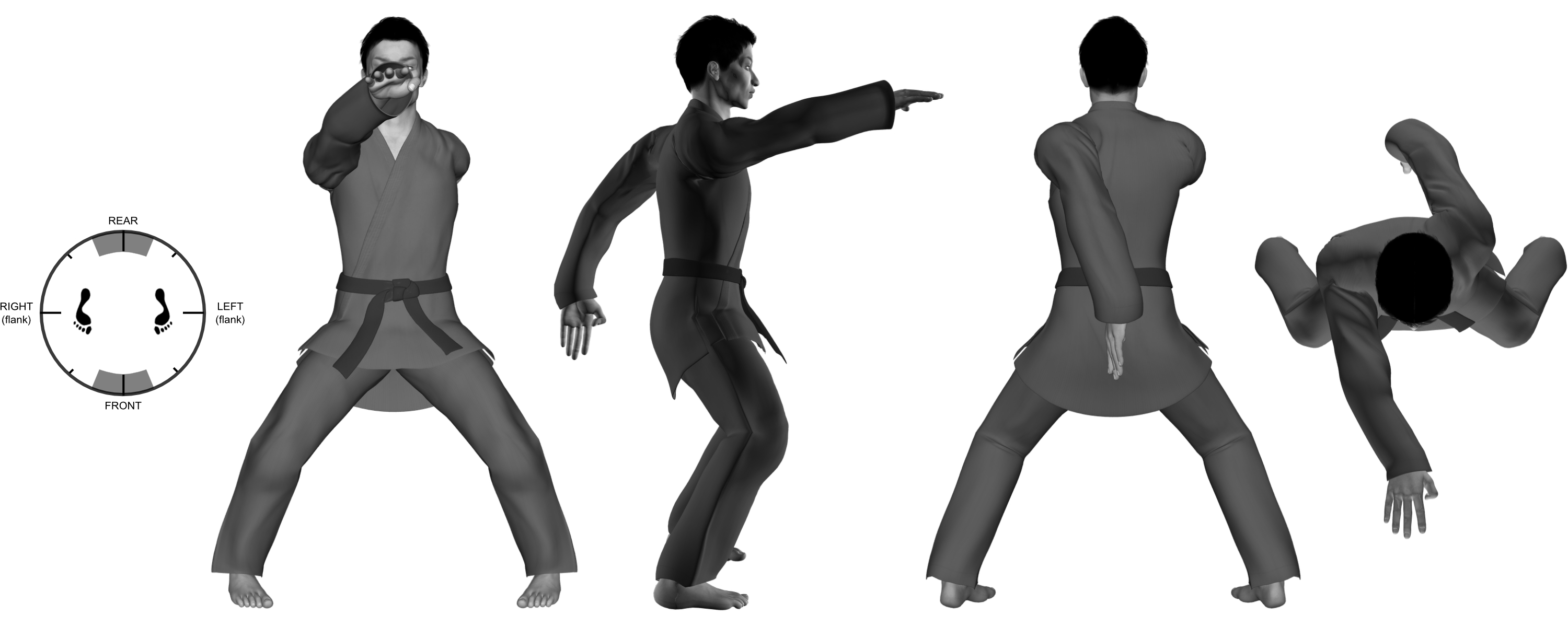 2) (right) straight 4-finger poke with (left) rear vertical hand-sword 2) (right) straight 4-finger poke with (left) rear vertical hand-sword